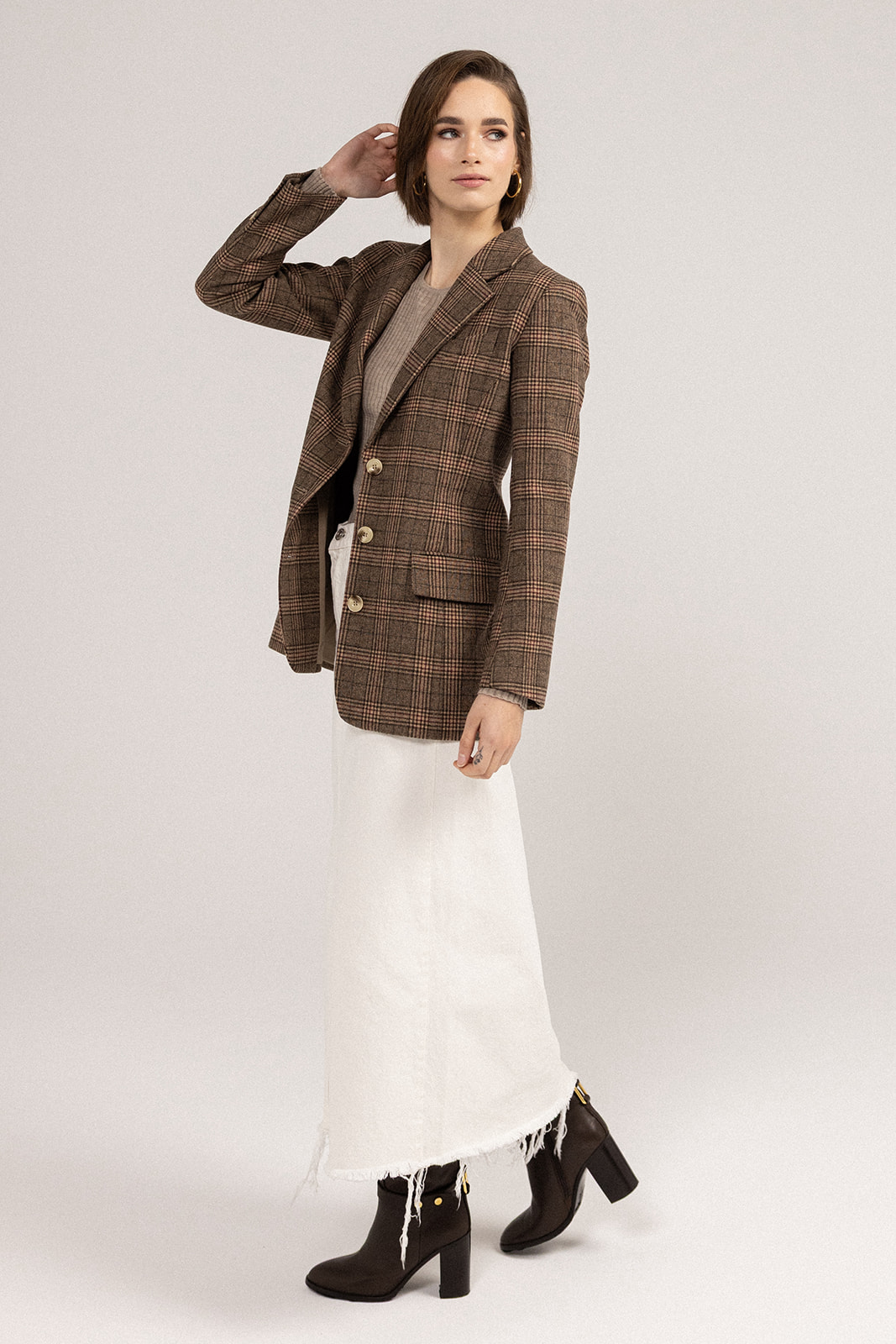 My Love Boyfriend Blazer - Brown/Red side view