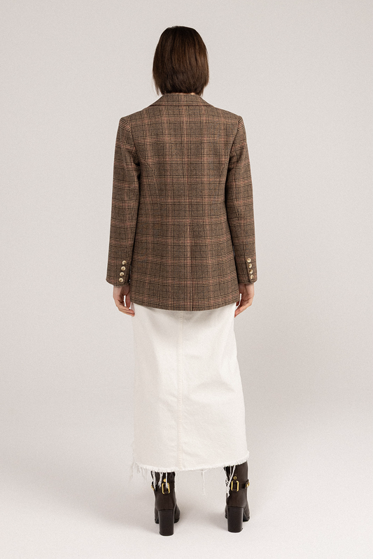 My Love Boyfriend Blazer - Brown/Red back view