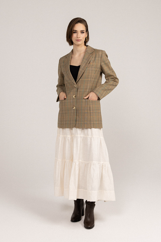 My Love Boyfriend Blazer - Brown/Green front view