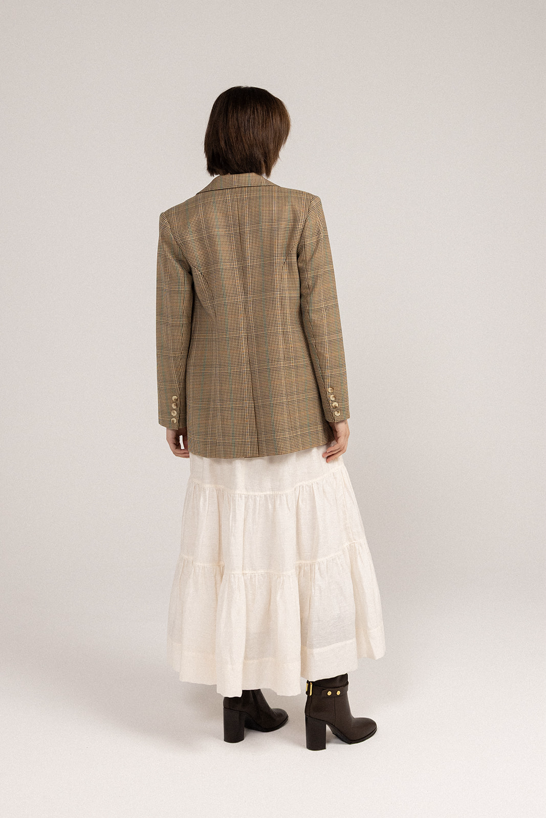 My Love Boyfriend Blazer - Brown/Green back view