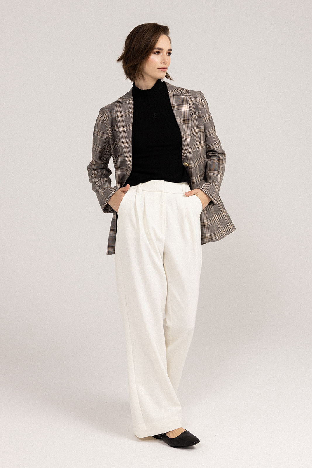 My Love Boyfriend Blazer - Brown/Black front view