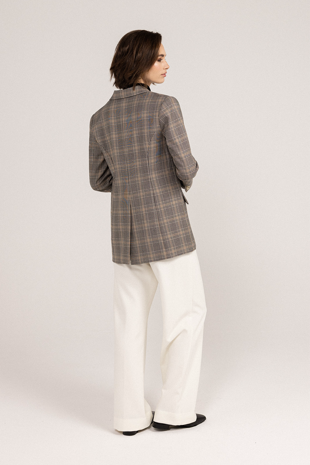 My Love Boyfriend Blazer - Brown/Black back view