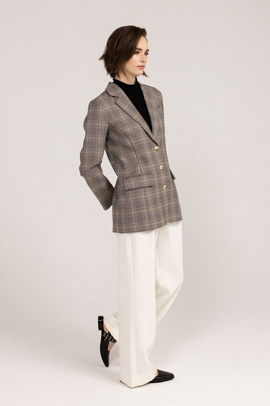 My Love Boyfriend Blazer - Brown/Black side view