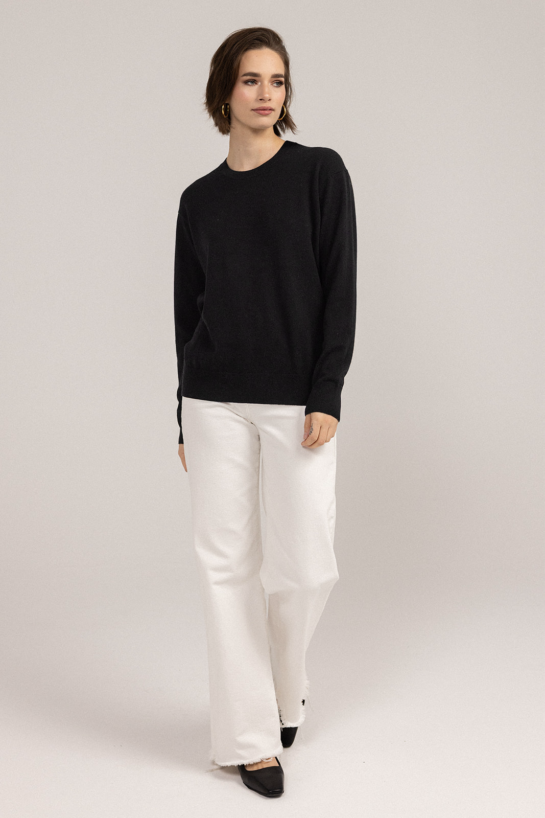 Ever Be Round Neck Sweater Black front view