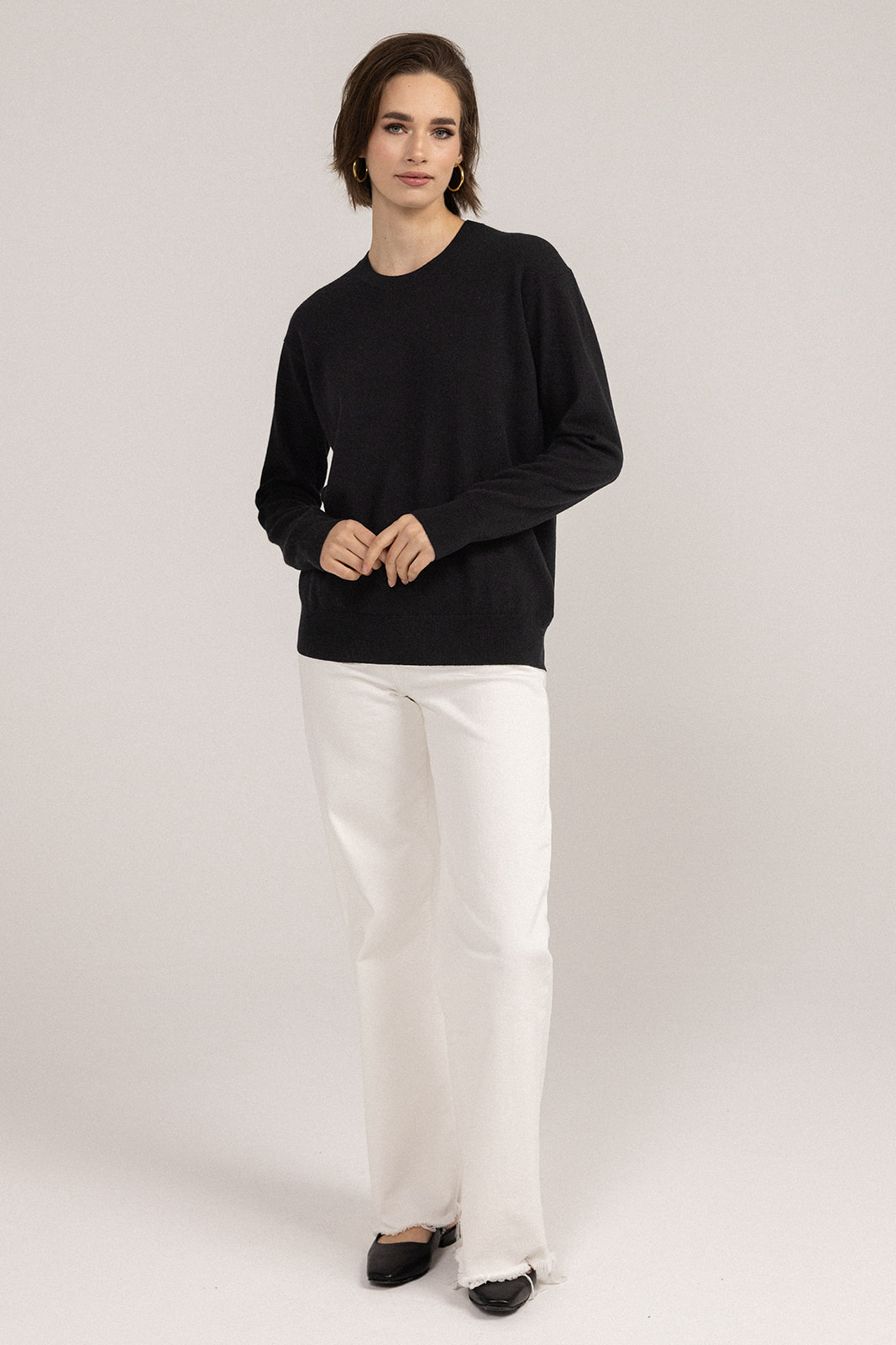 Ever Be Round Neck Sweater Black front view