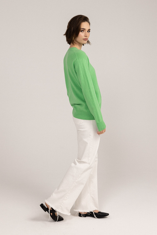 Ever Be Round Neck Knit Sweater Emerald side view