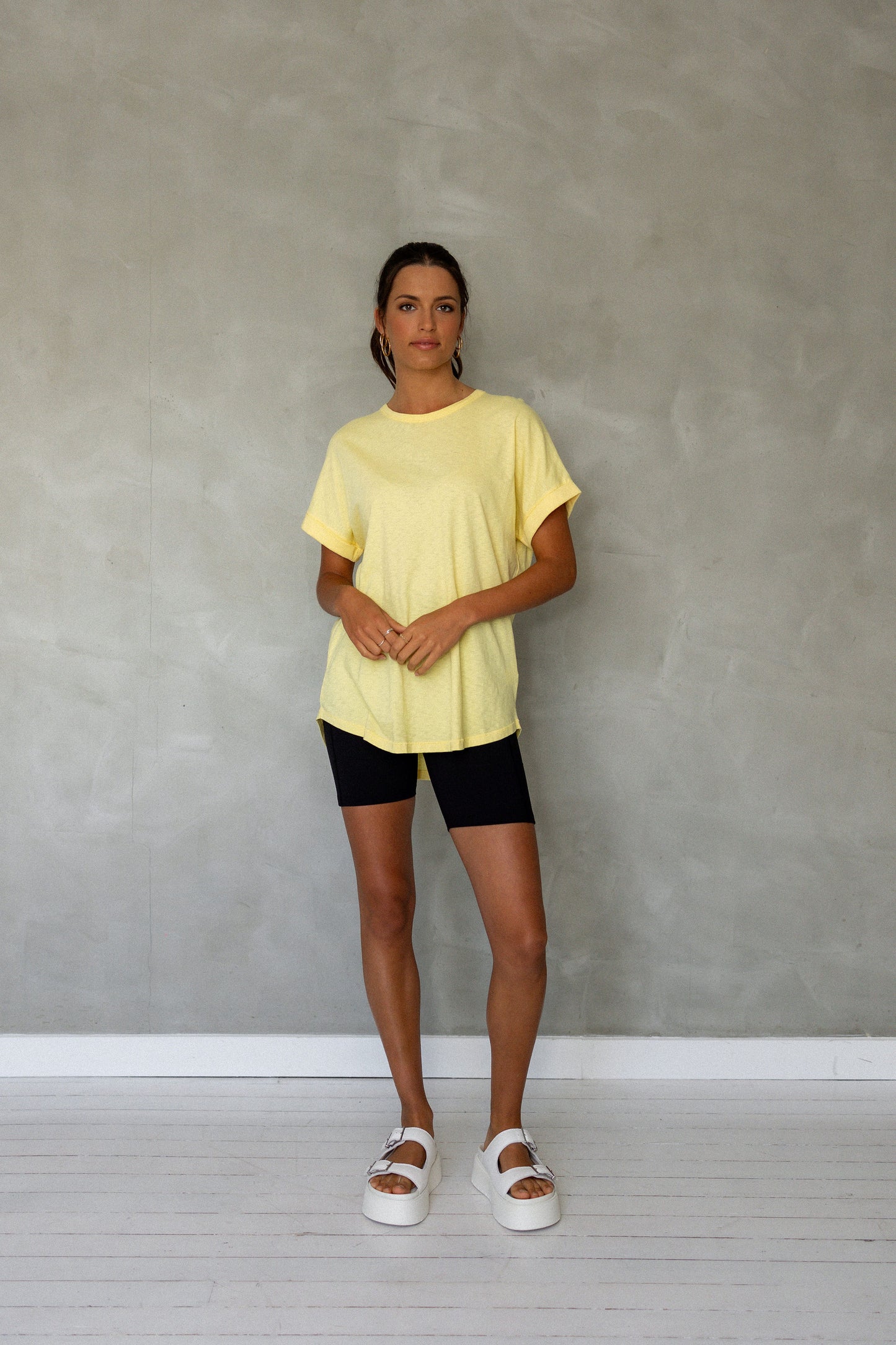 All You Need Cuff Pima Cotton T-shirt - Sunshine front view