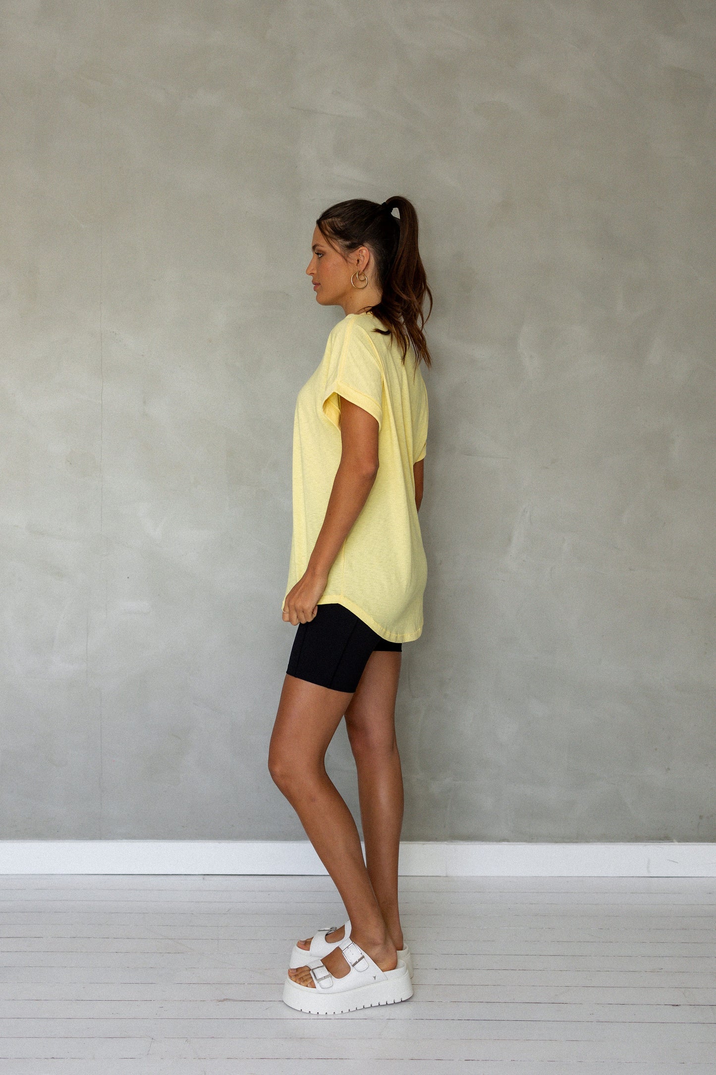 All You Need Cuff Pima Cotton T-shirt - Sunshine side view