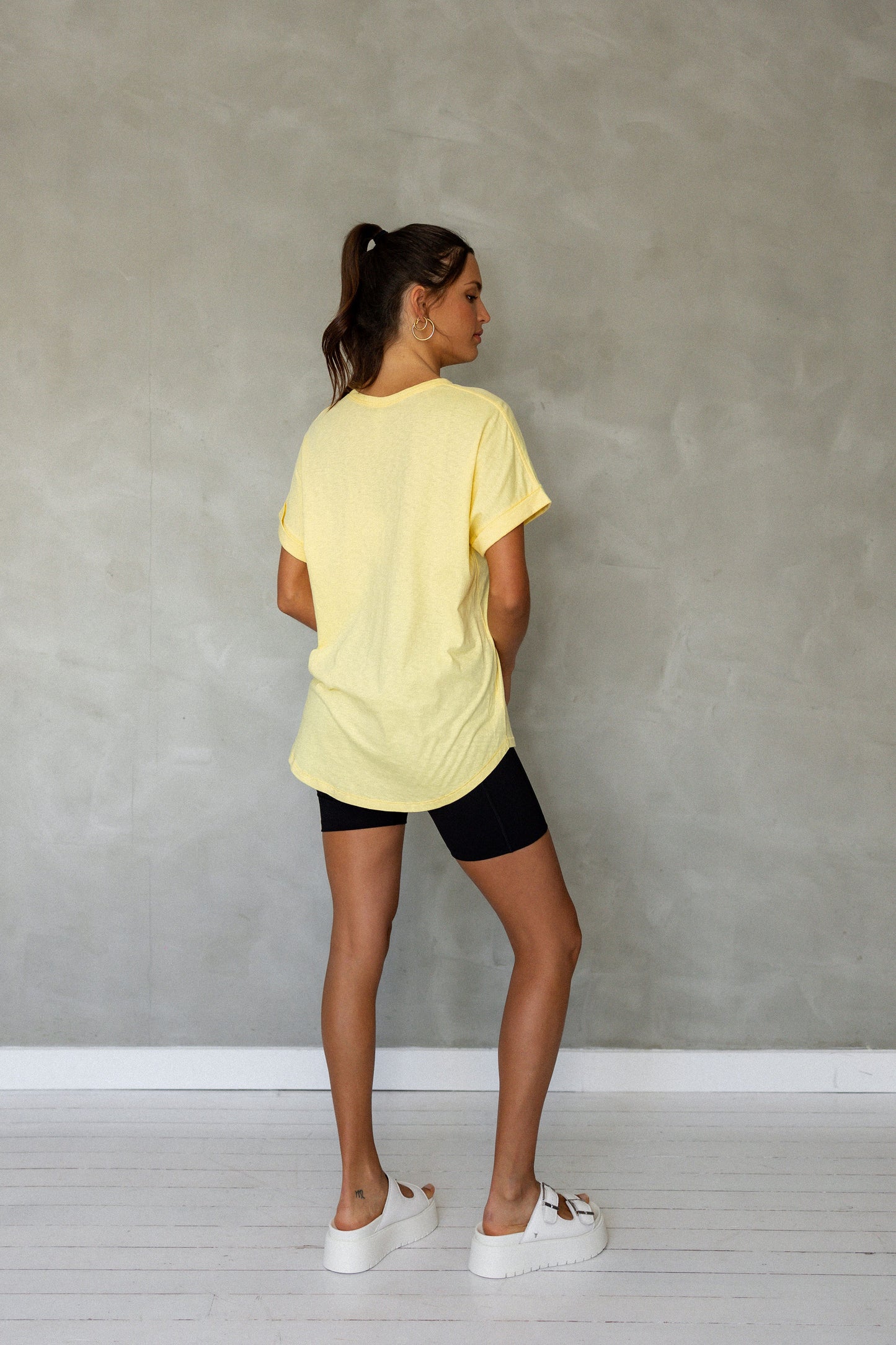 All You Need Cuff Pima Cotton T-shirt - Sunshine back view