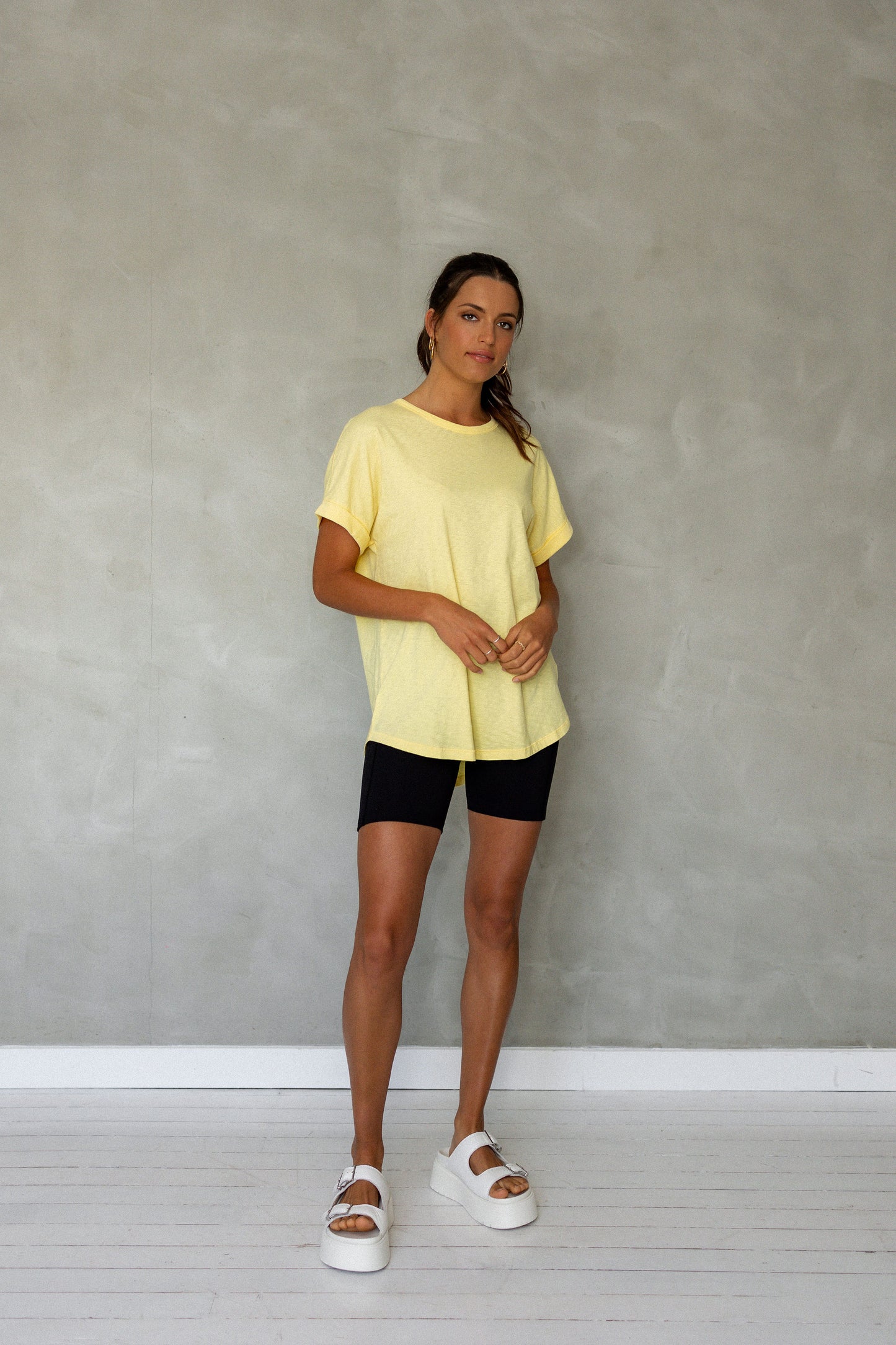 All You Need Cuff Pima Cotton T-shirt - Sunshine front view