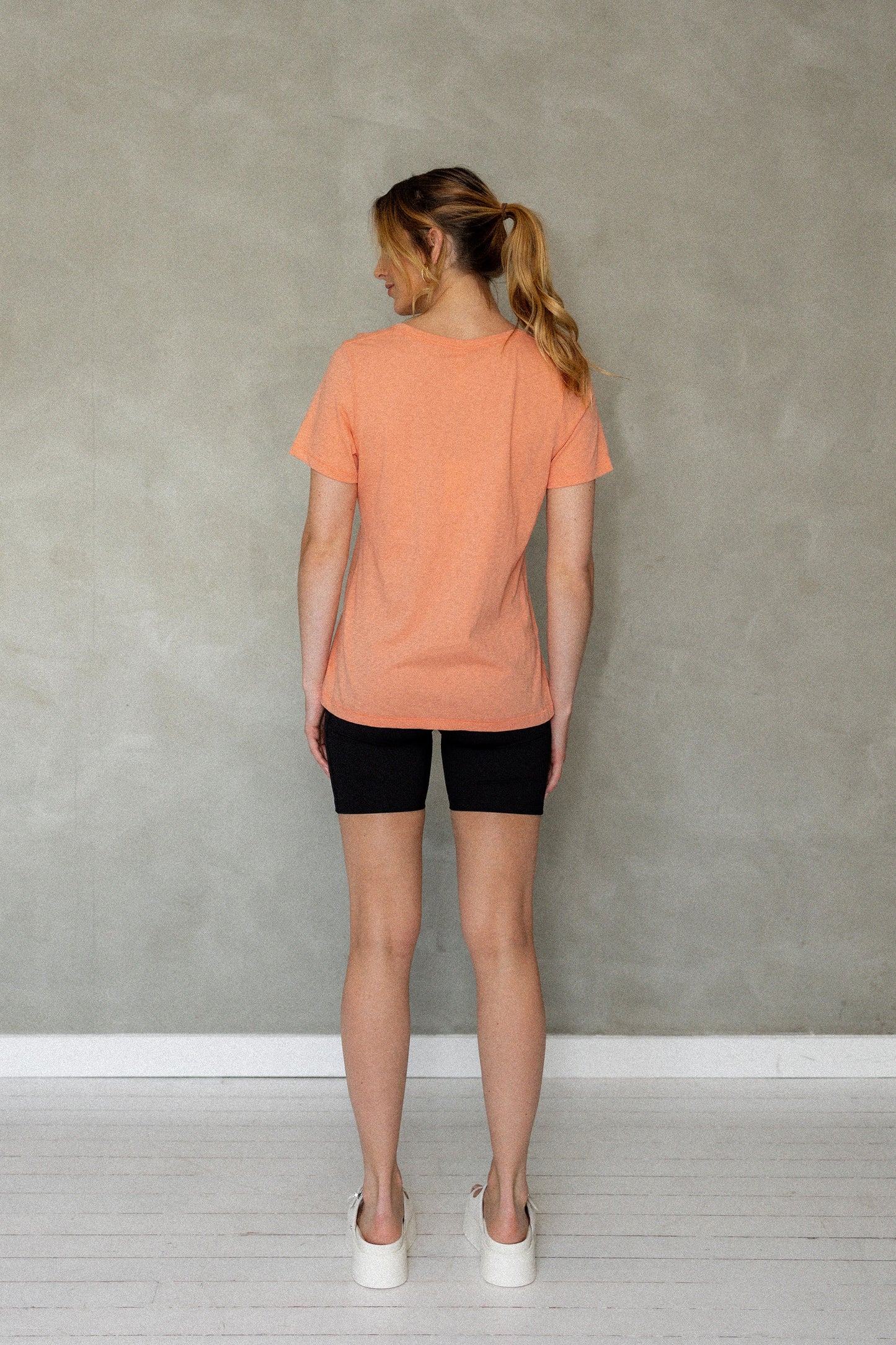 Before We Expire V-Neck Pima Cotton T-Shirt - Burnt Coral back view