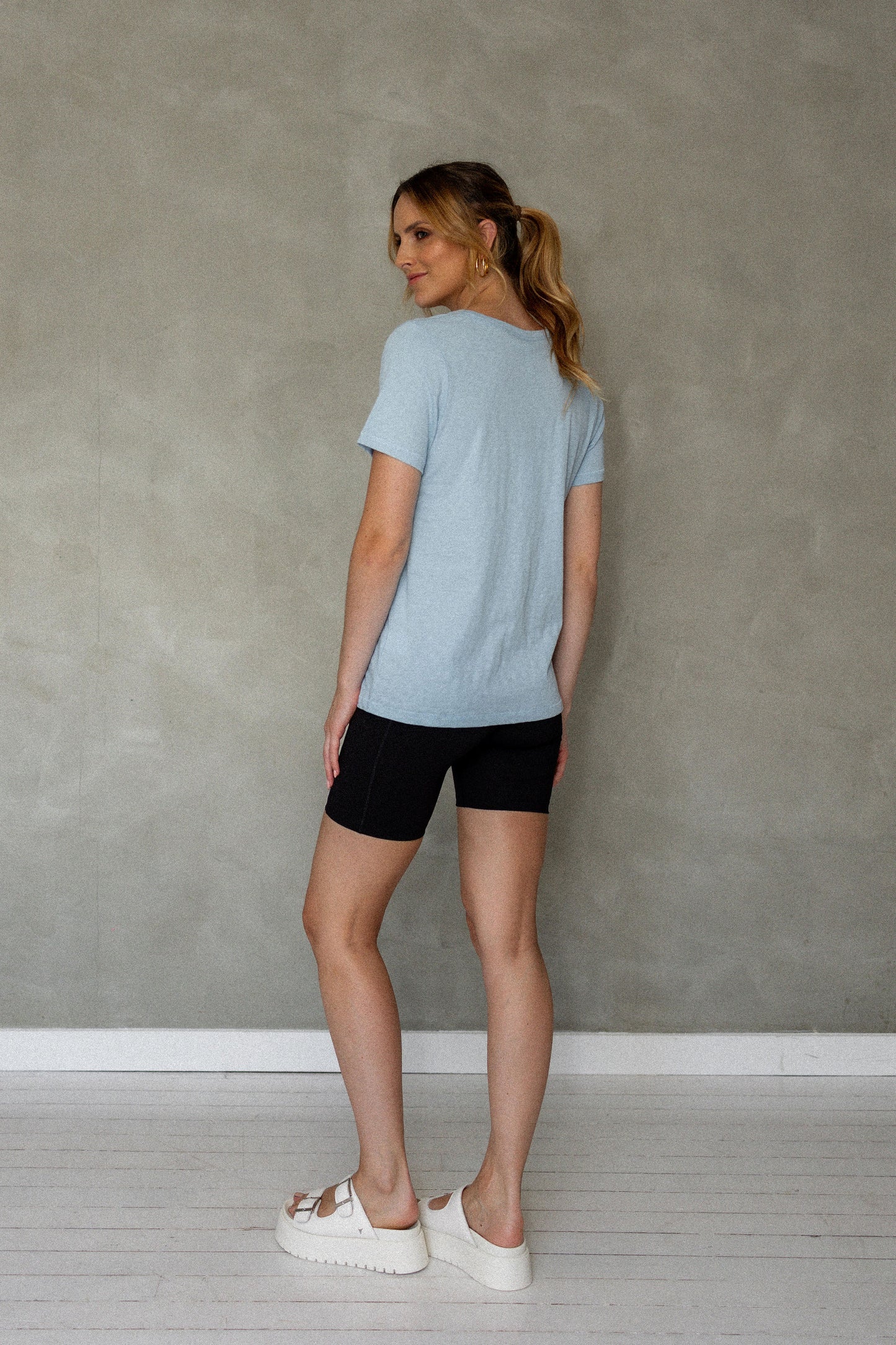 Before We Expire V-Neck Pima Cotton T-Shirt - Cerulean back view