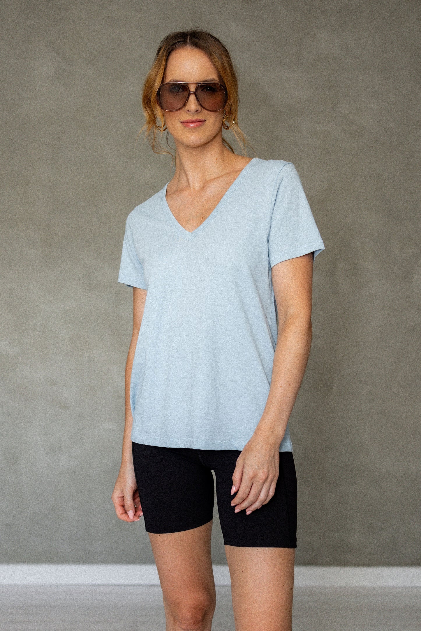Before We Expire V-Neck Pima Cotton T-Shirt - Cerulean front view