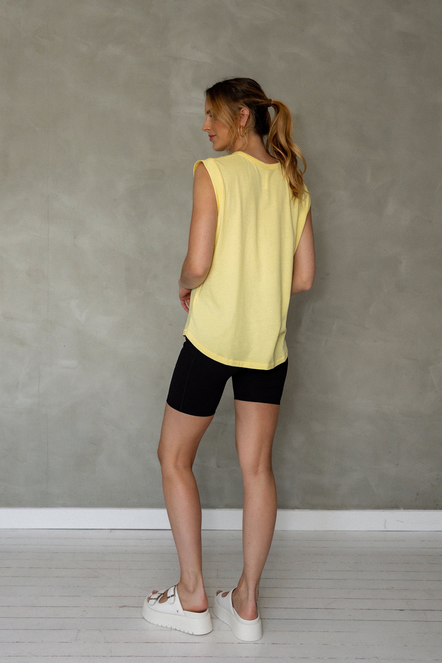 Sorry For Now Pima Cotton Tank Top - Sunshine back view