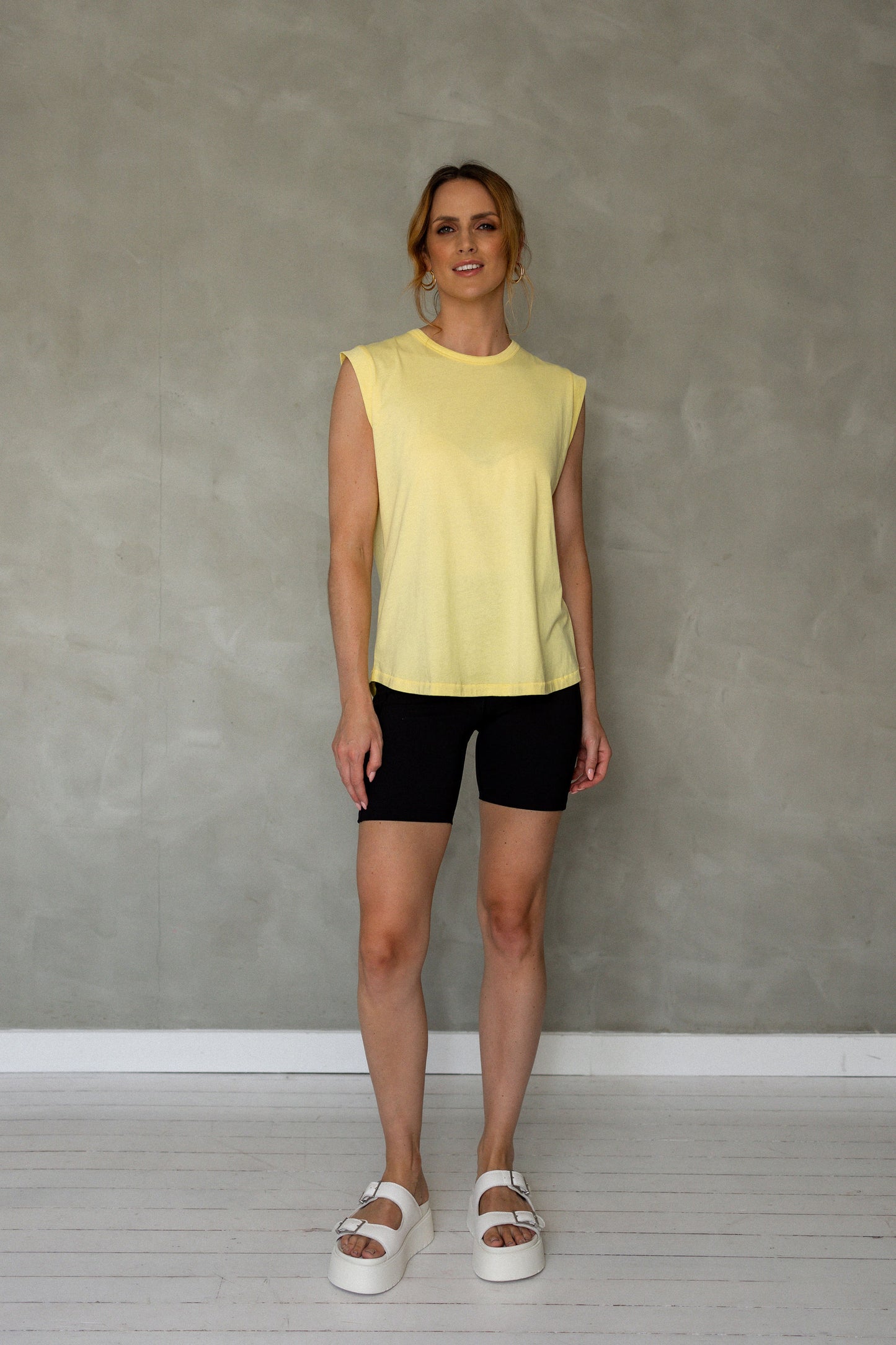 Sorry For Now Pima Cotton Tank Top - Sunshine front view