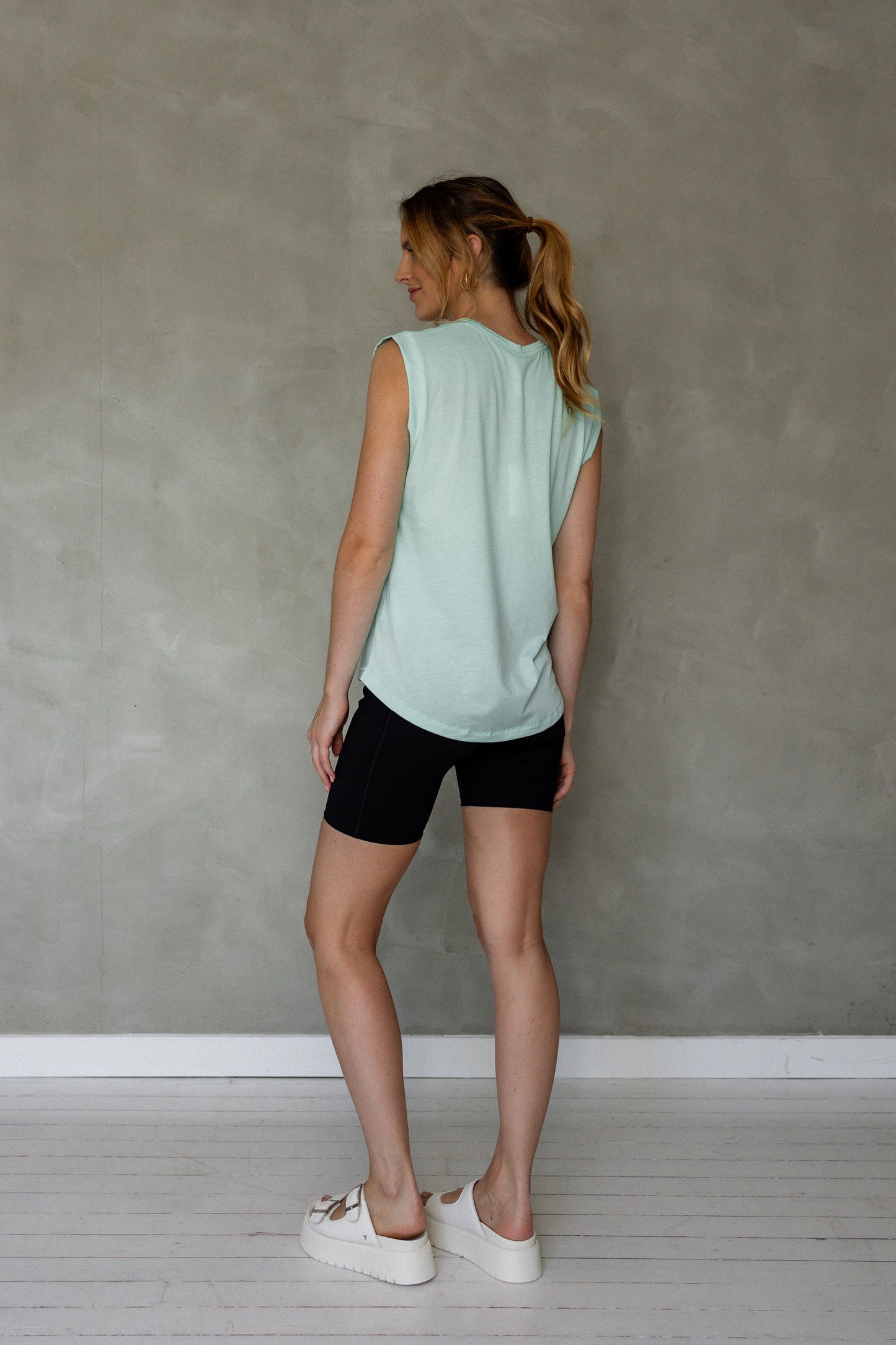 Sorry For Now Pima Cotton Tank Top - Beach Glass back view