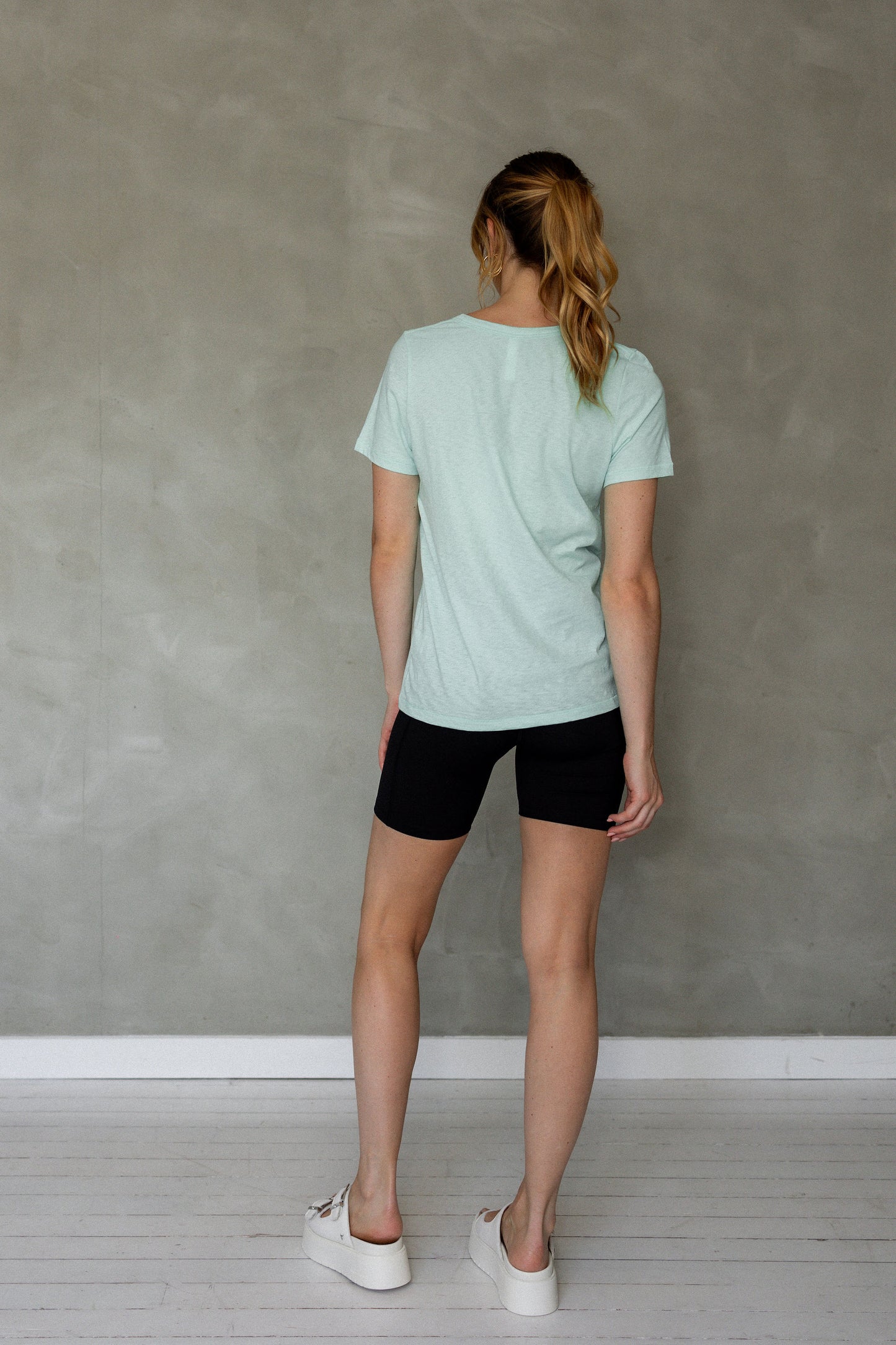 Before We Expire V-Neck Pima Cotton T-Shirt - Beach Glass back view