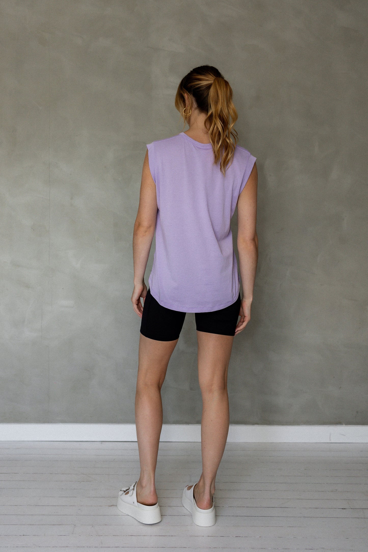 Sorry For Now Pima Cotton Tank Top - Purple Rose back view