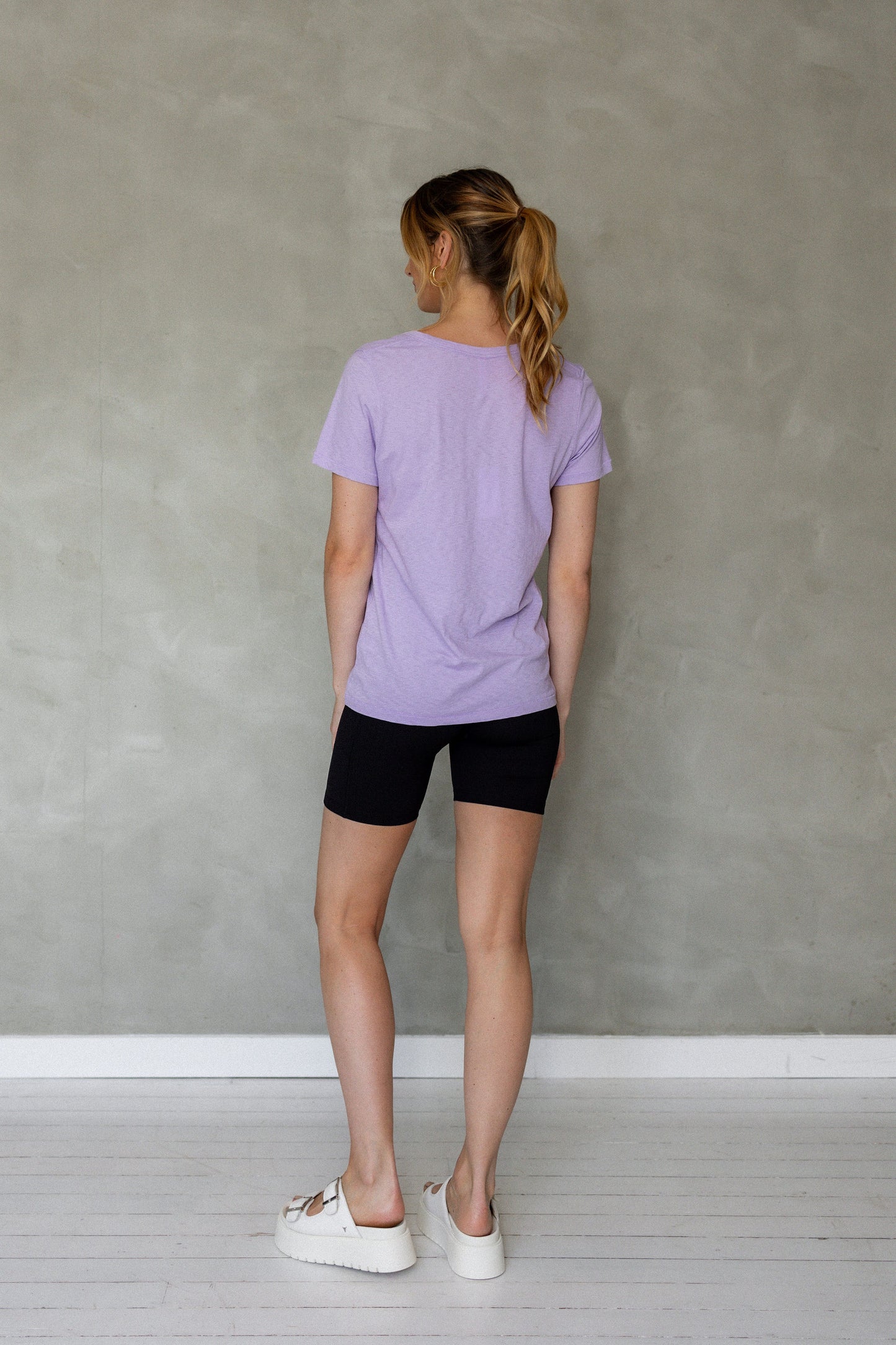 Before We Expire V-Neck Pima Cotton T-Shirt - Purple Rose back view