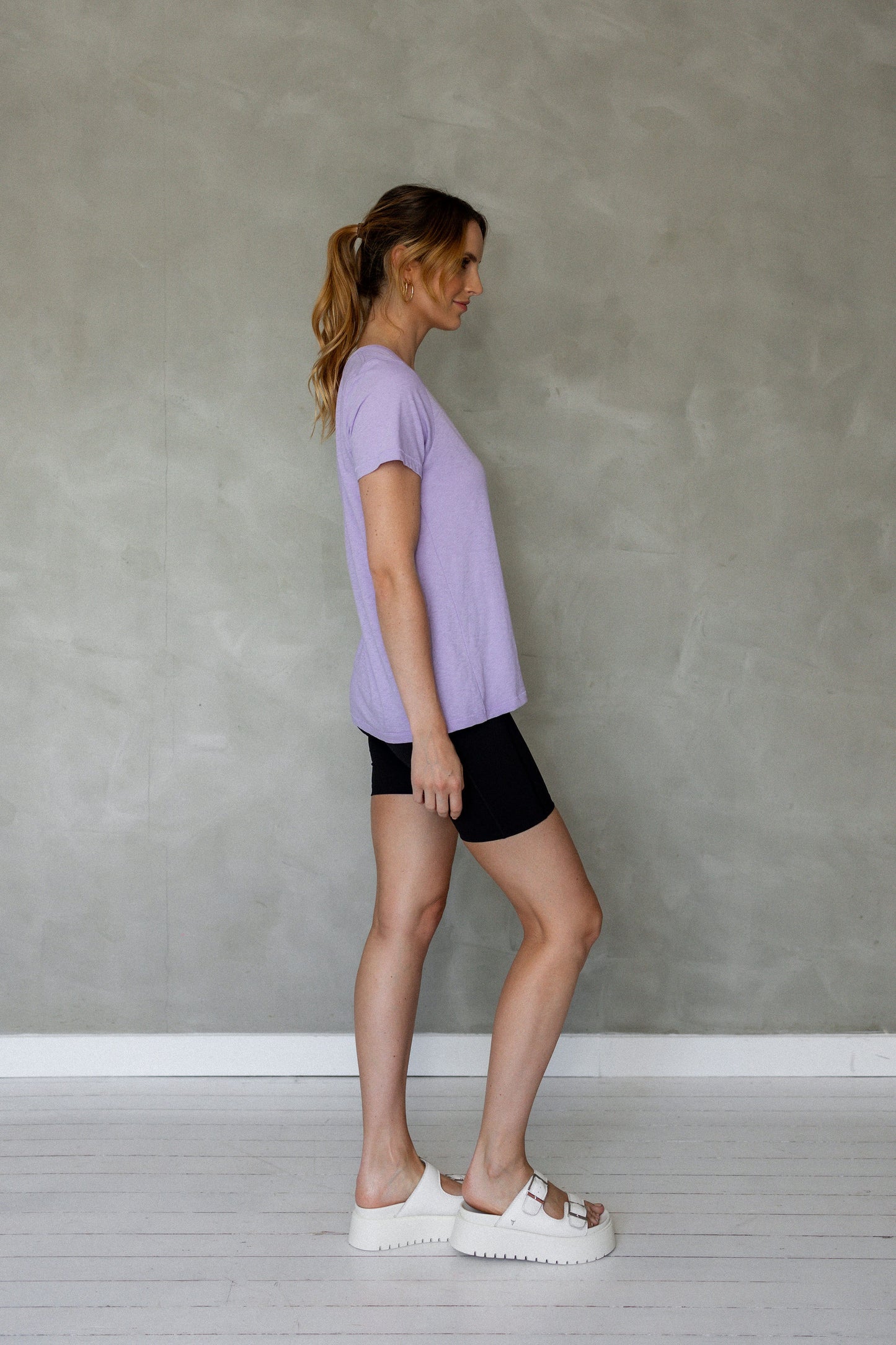 Before We Expire V-Neck Pima Cotton T-Shirt - Purple Rose side view