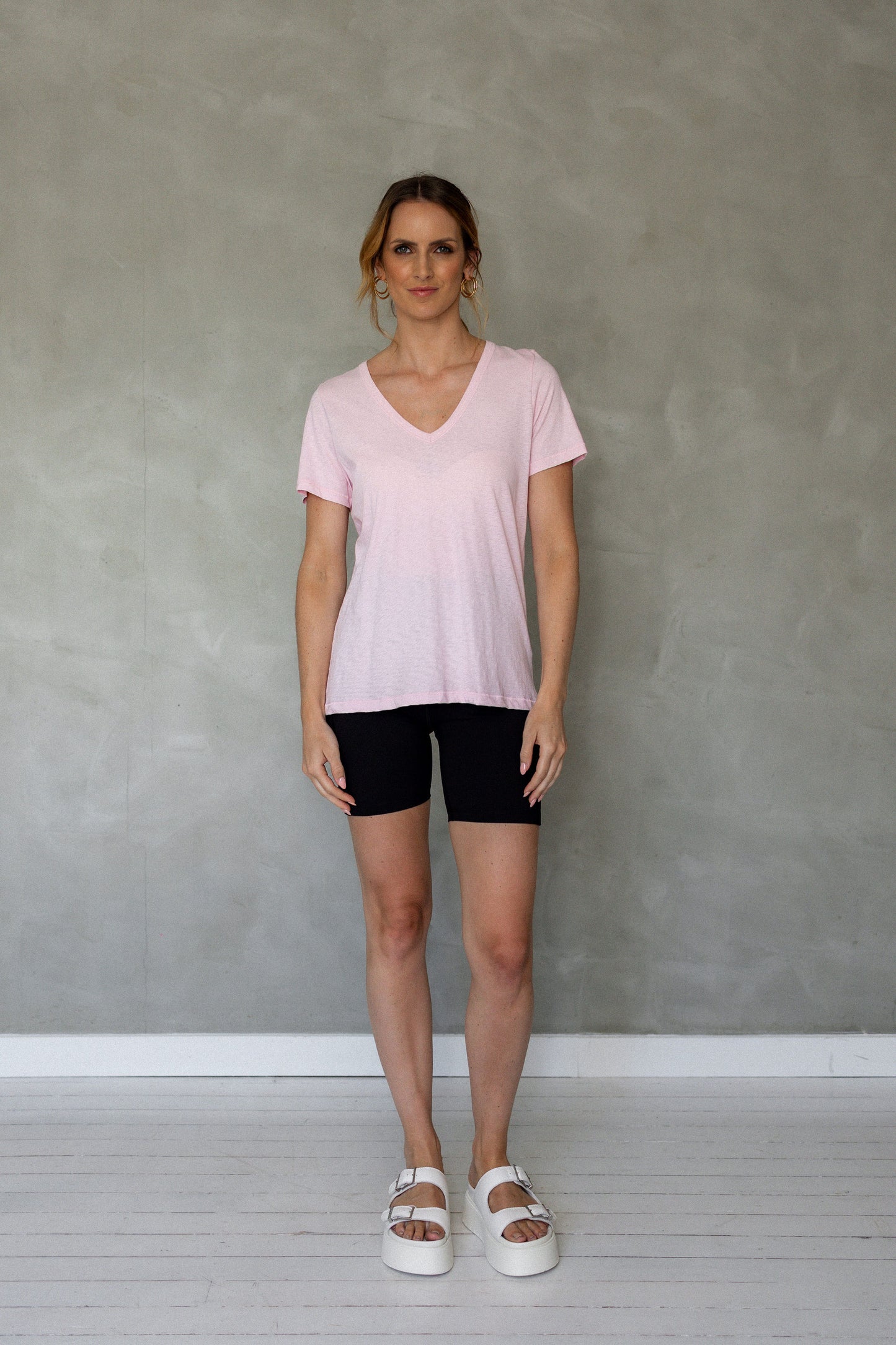 Before We Expire V-Neck Pima Cotton T-Shirt - Roseate Spoonbill front view