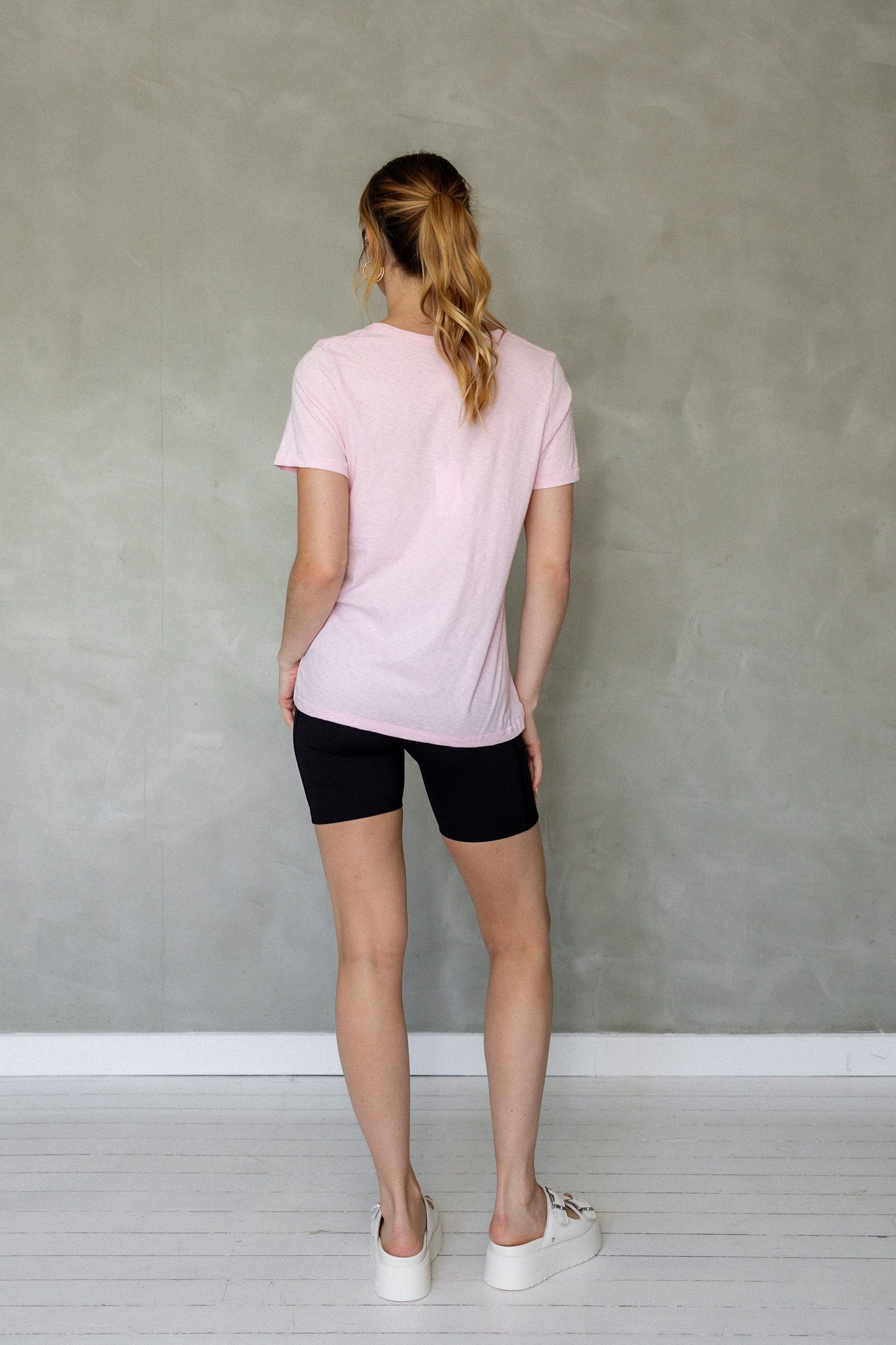 Before We Expire V-Neck Pima Cotton T-Shirt - Roseate Spoonbill back view