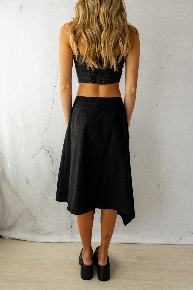 Before The Dawn Midi Skirt black back view