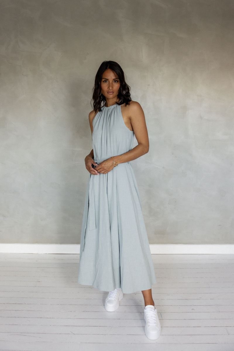 Matchless Dress – Sleeveless Halter Cotton Dress front view
