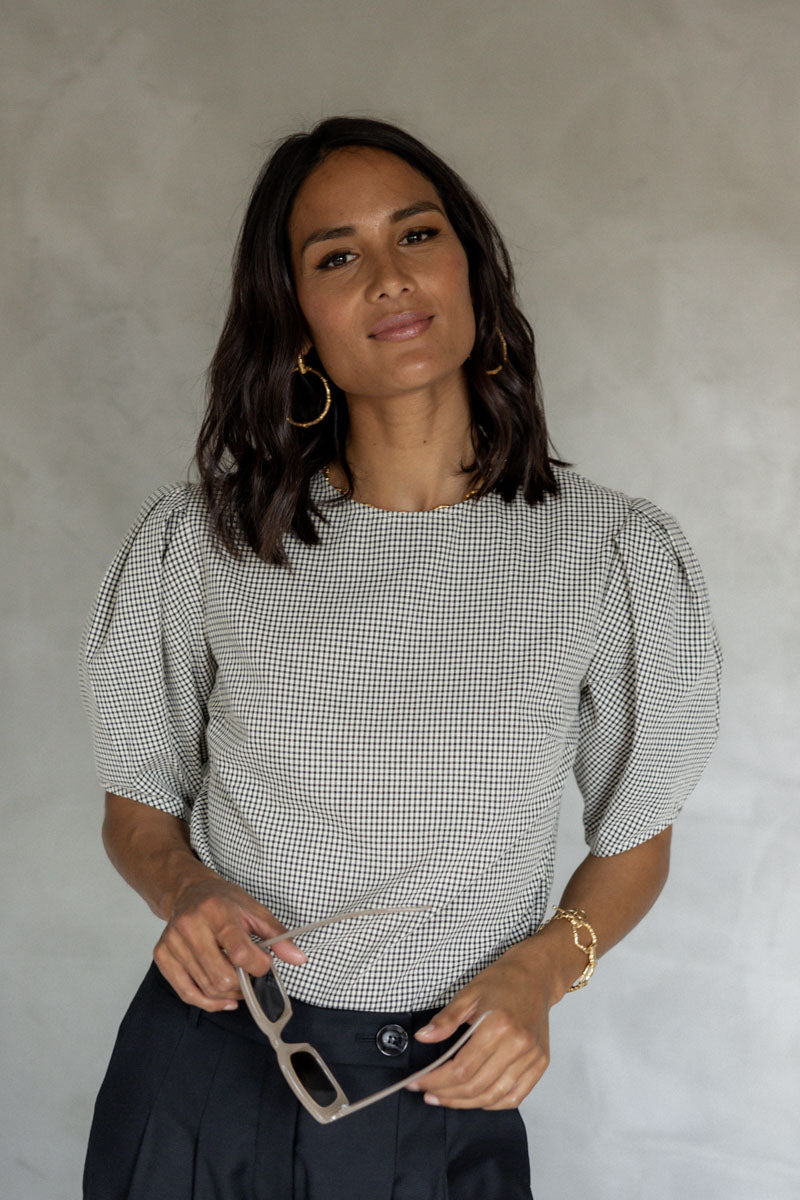 Remember Me Cotton Puff Sleeve Blouse front view
