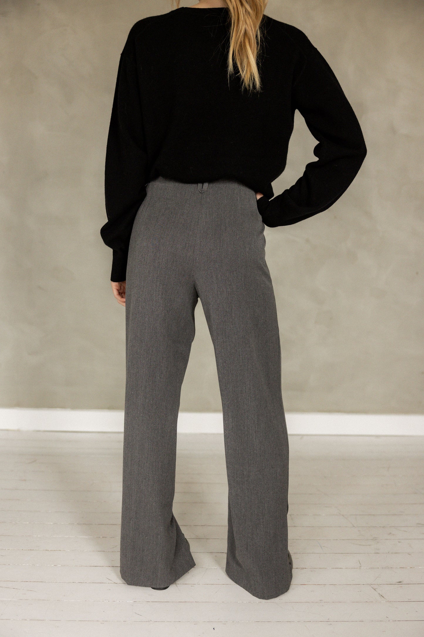 Easy To Say Wide Leg Pant Dark Grey back view