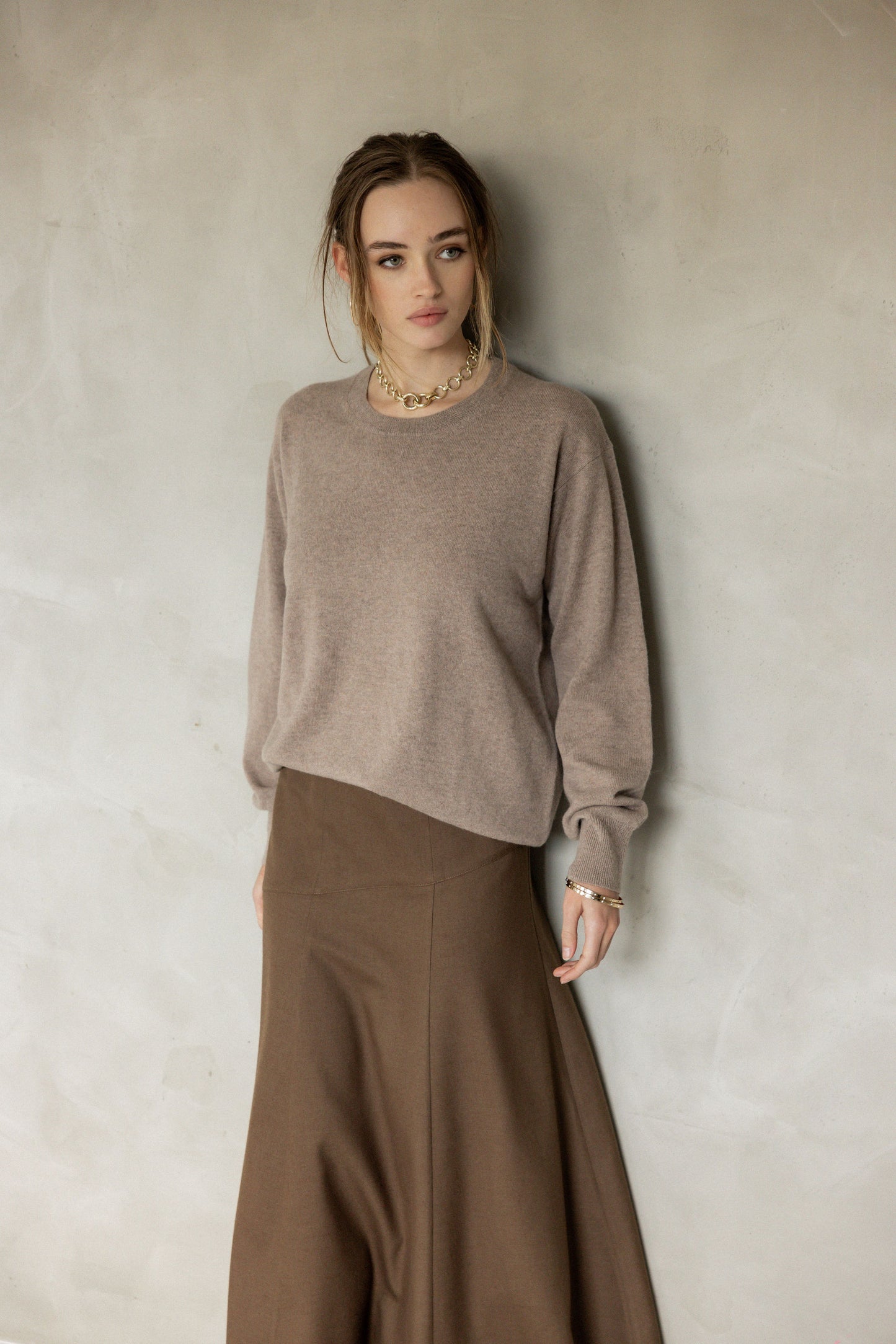 Hand In Mine Midi Skirt brown close up