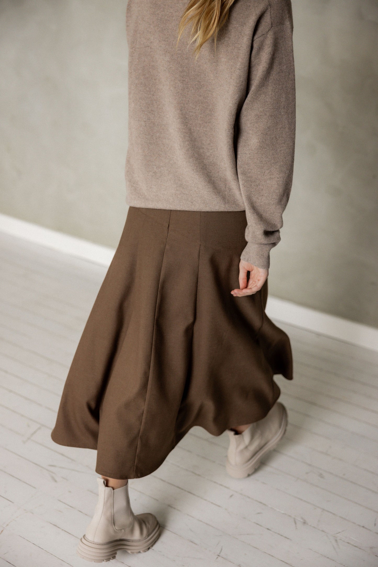 Hand In Mine Midi Skirt brown back view