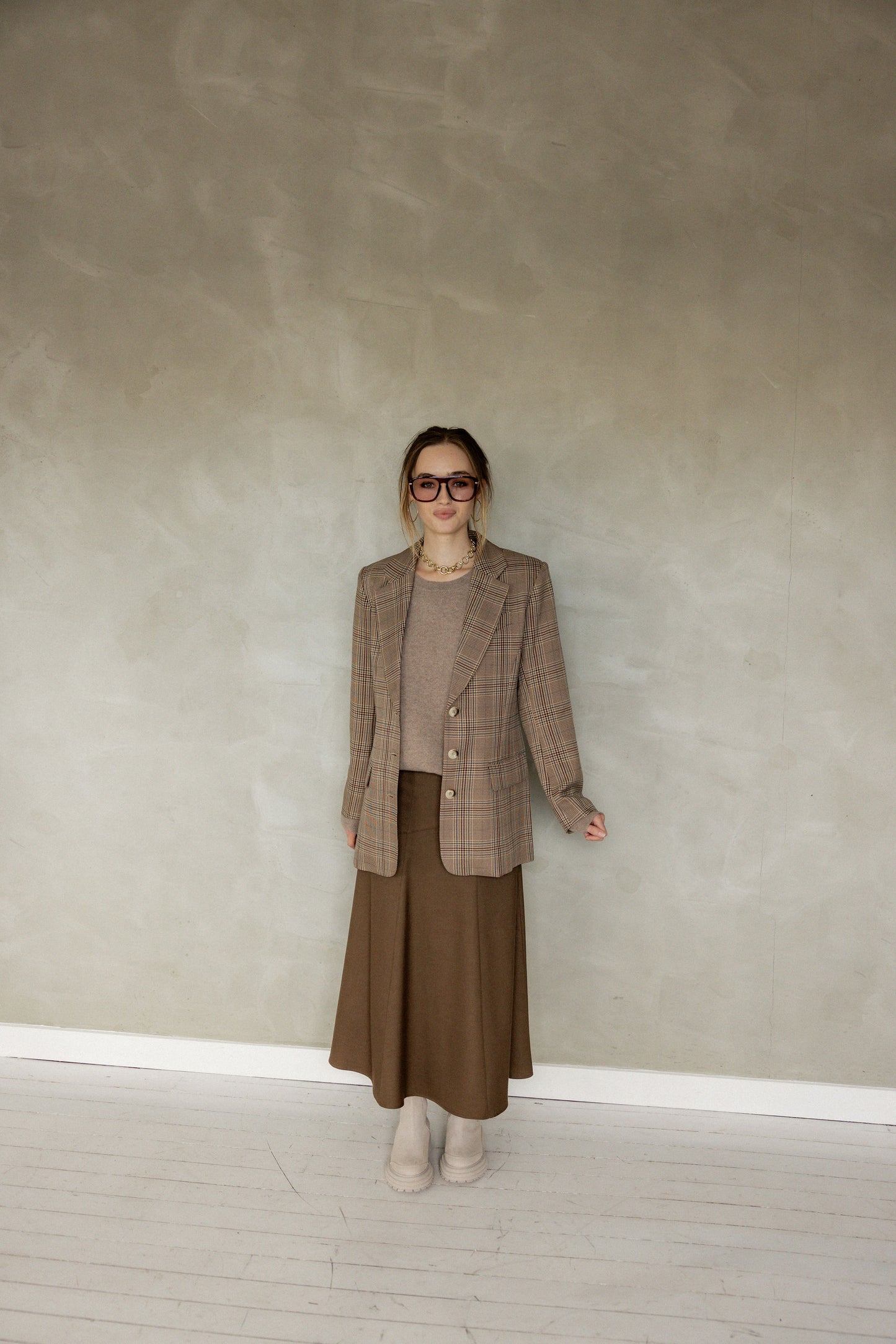 Hand In Mine Midi Skirt brown back view