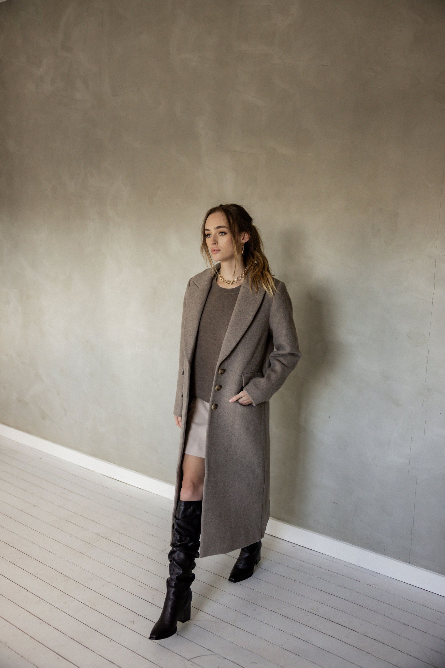 Walk With Me Wool Blend Coat side view