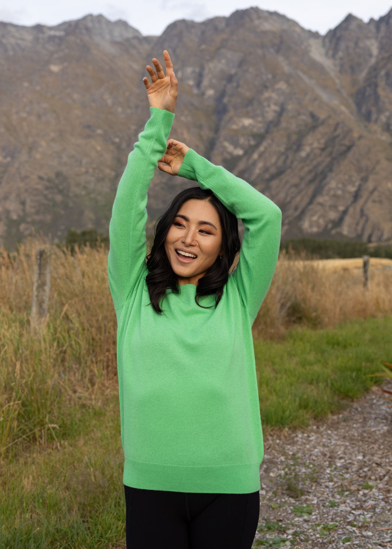 Ever Be Round Neck Knit Sweater Emerald front view