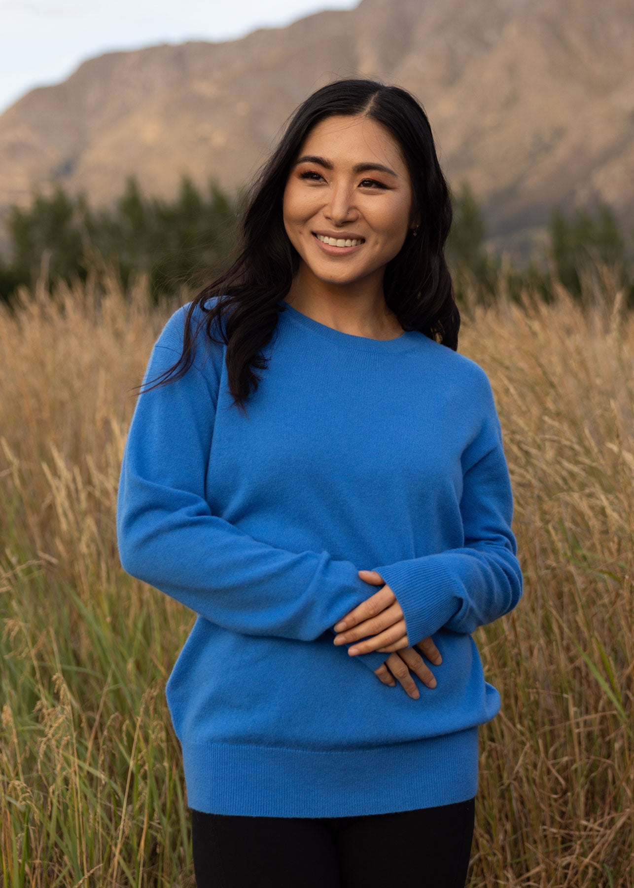 Ever Be Round Neck Knit Sweater - Cobalt Blue front view