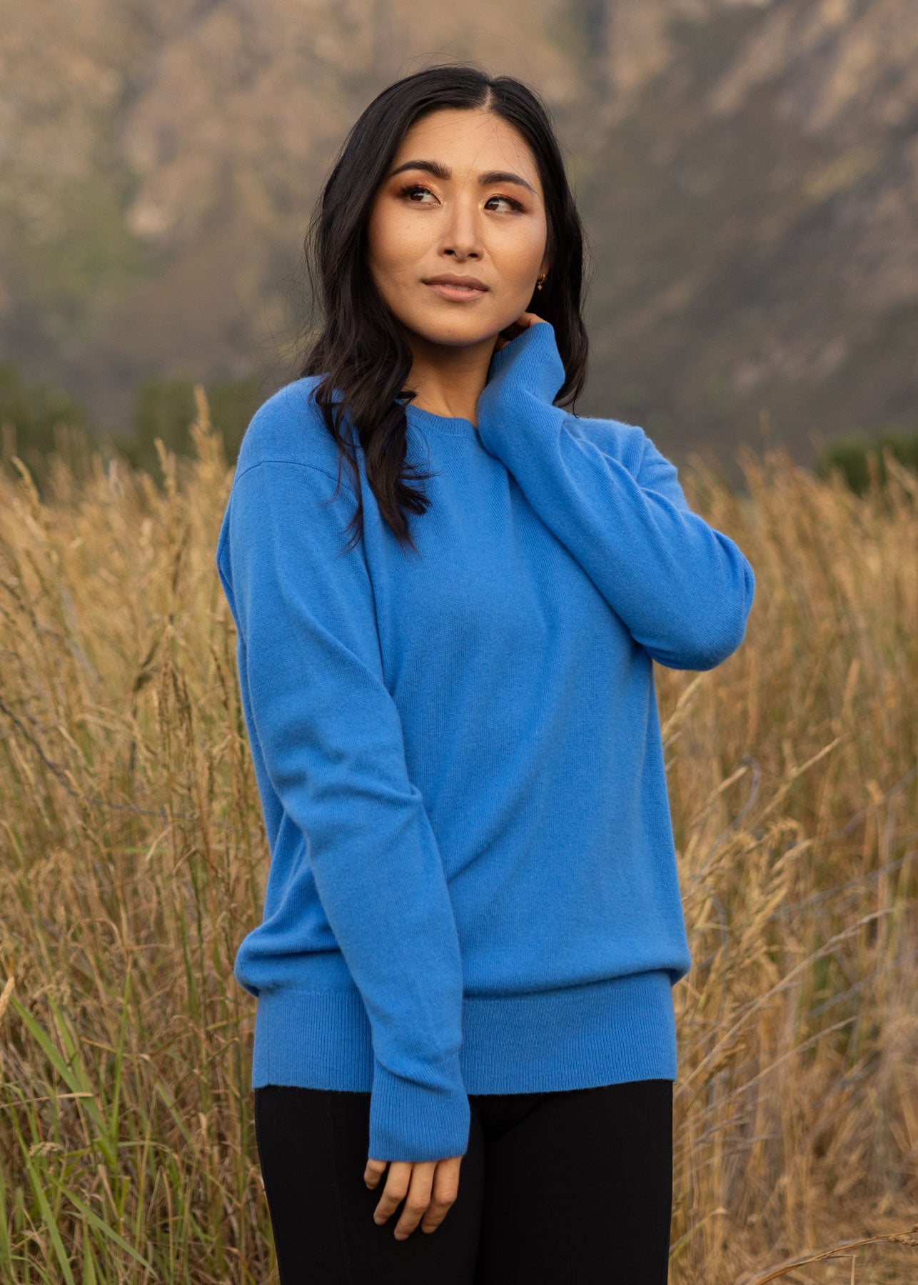 Ever Be Round Neck Knit Sweater - Cobalt Blue front view