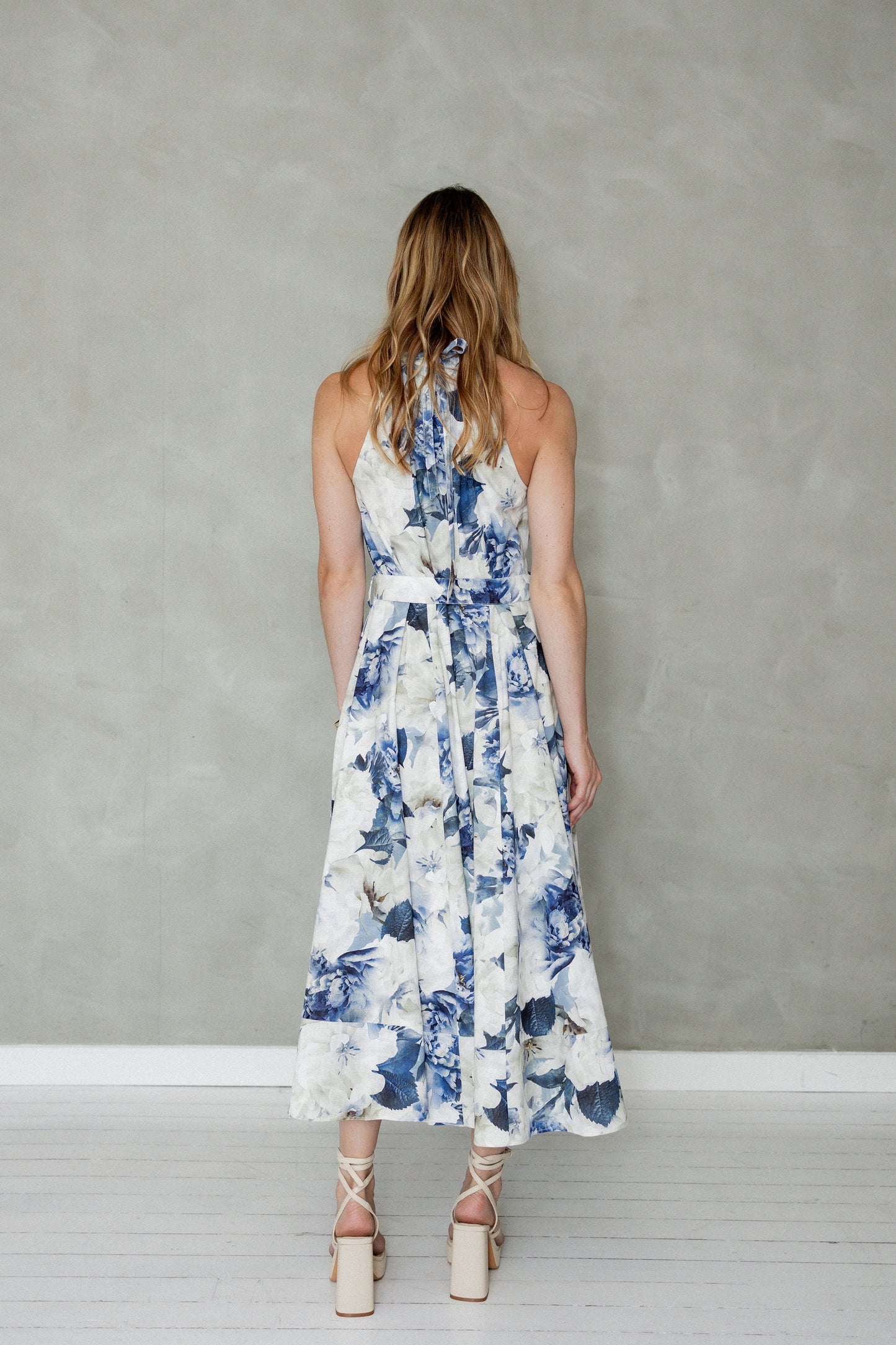 Matchless Sleeveless Halter Midi Dress Mazu Print back view