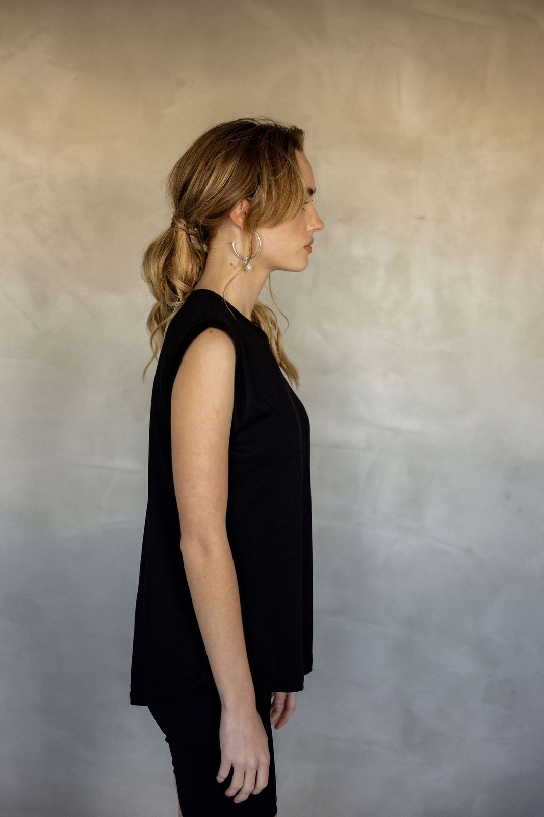 Sorry For Now Pima Cotton Tank Top - Black side view