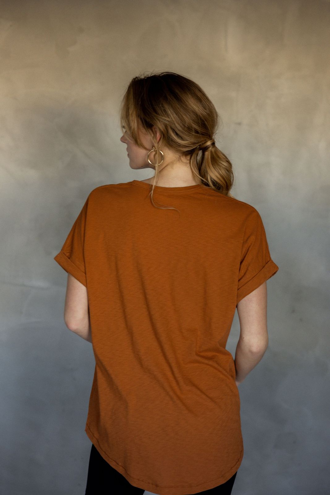 All You Need Cuff Pima Cotton T-shirt - Adobe back view