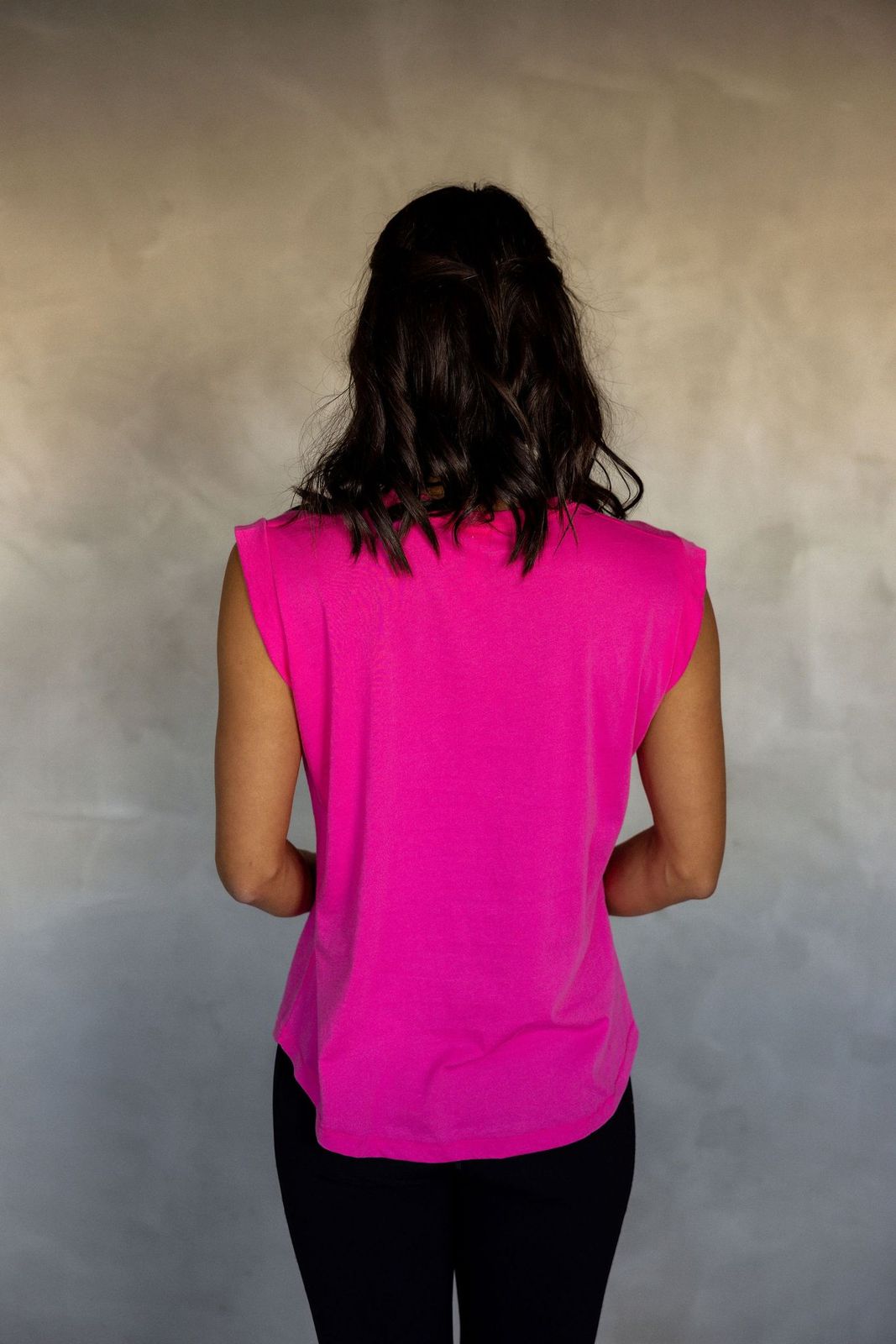 Sorry For Now Pima Cotton Tank Top - Fuchsia Fedora back view