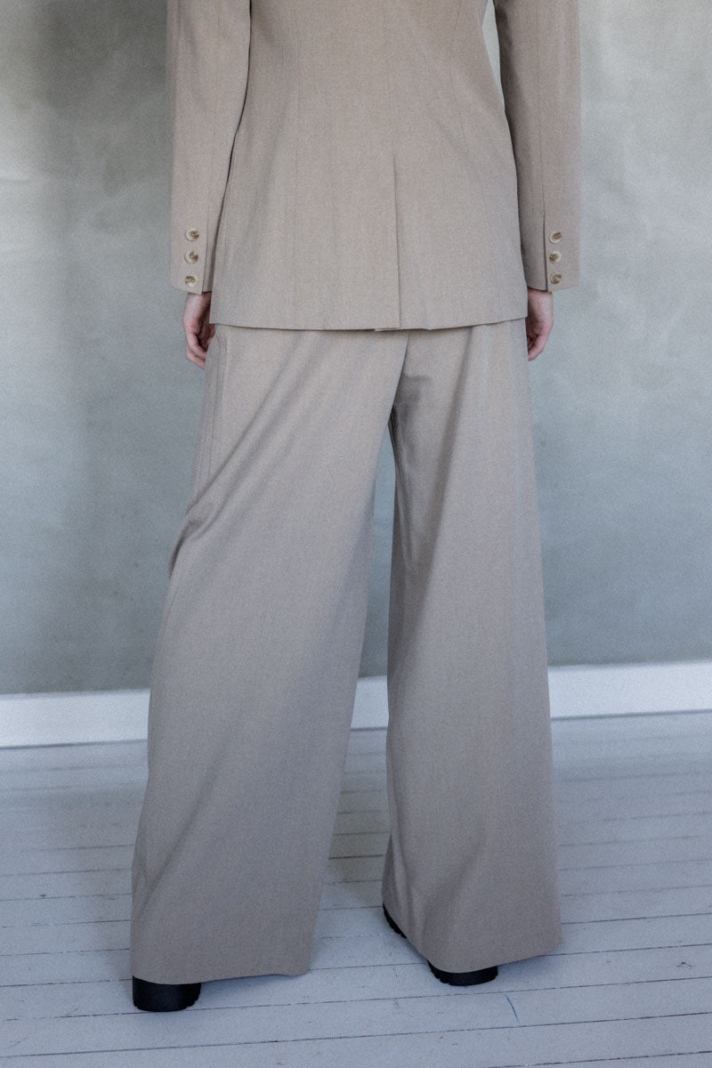 Over and Over Wide Leg Pant - Stone back view