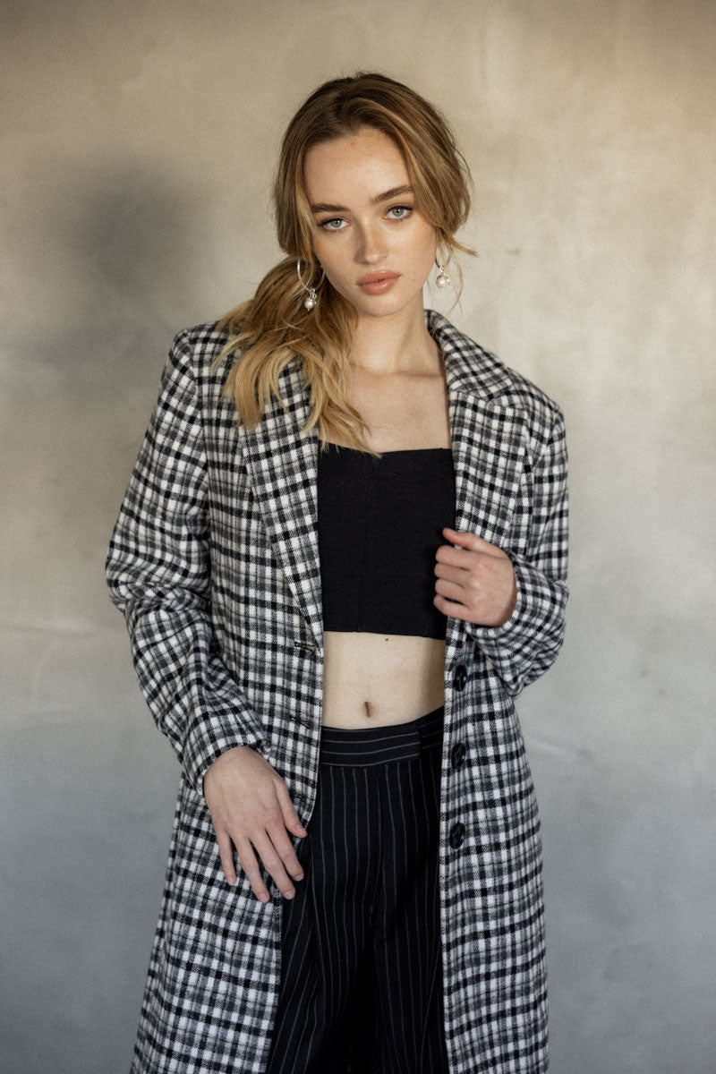 Love For A Lifetime Coat - Black Check front view