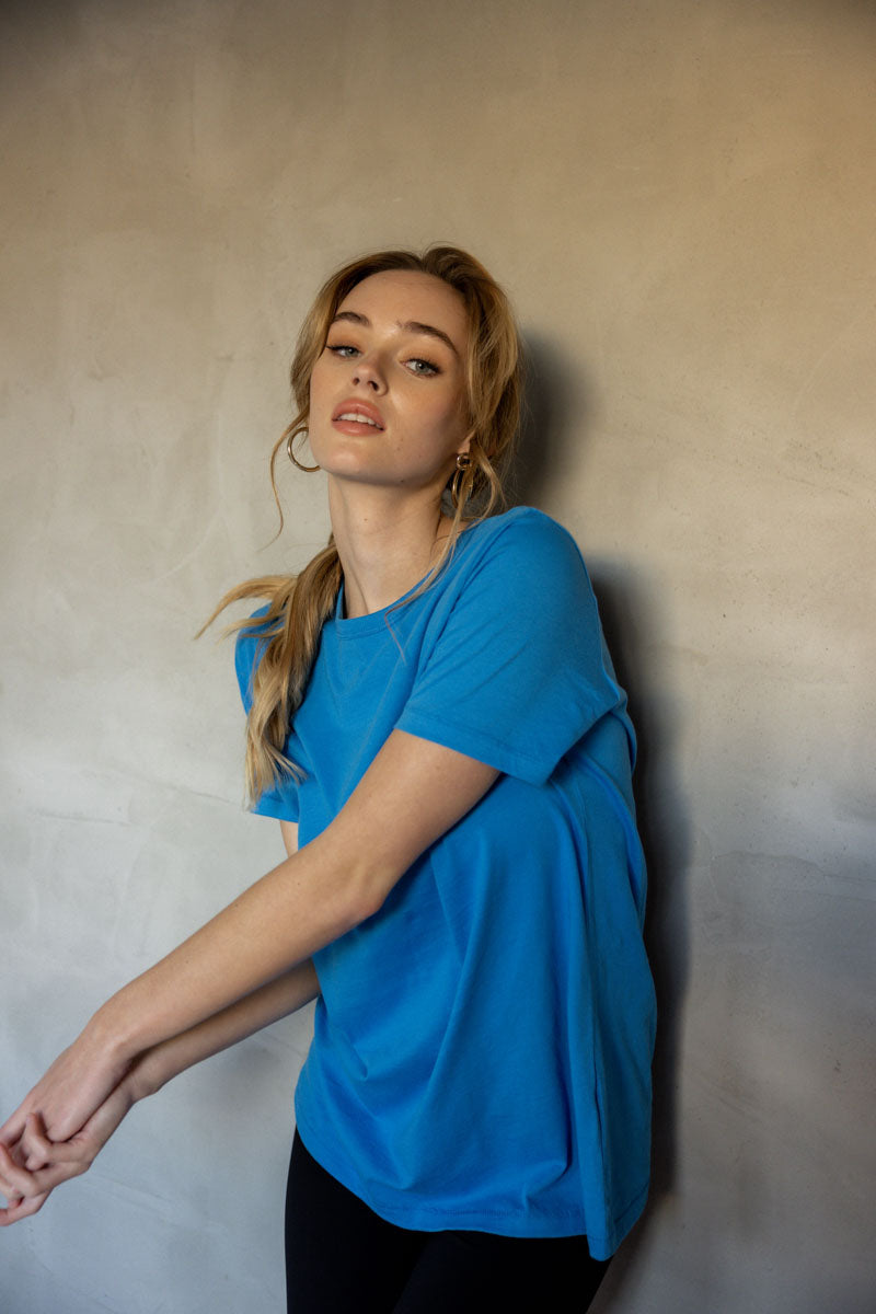 Embrace All Pima Cotton T-Shirt - Ibiza Blue front view