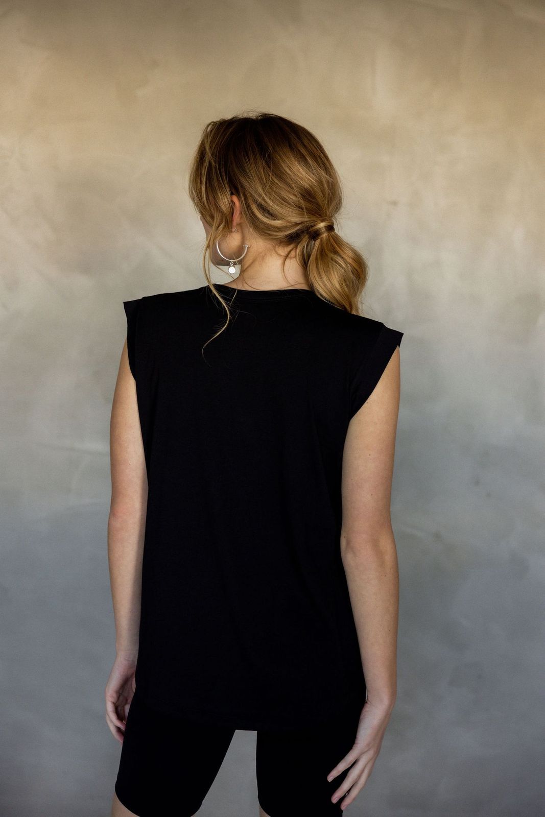 Sorry For Now Pima Cotton Tank Top - Black back view