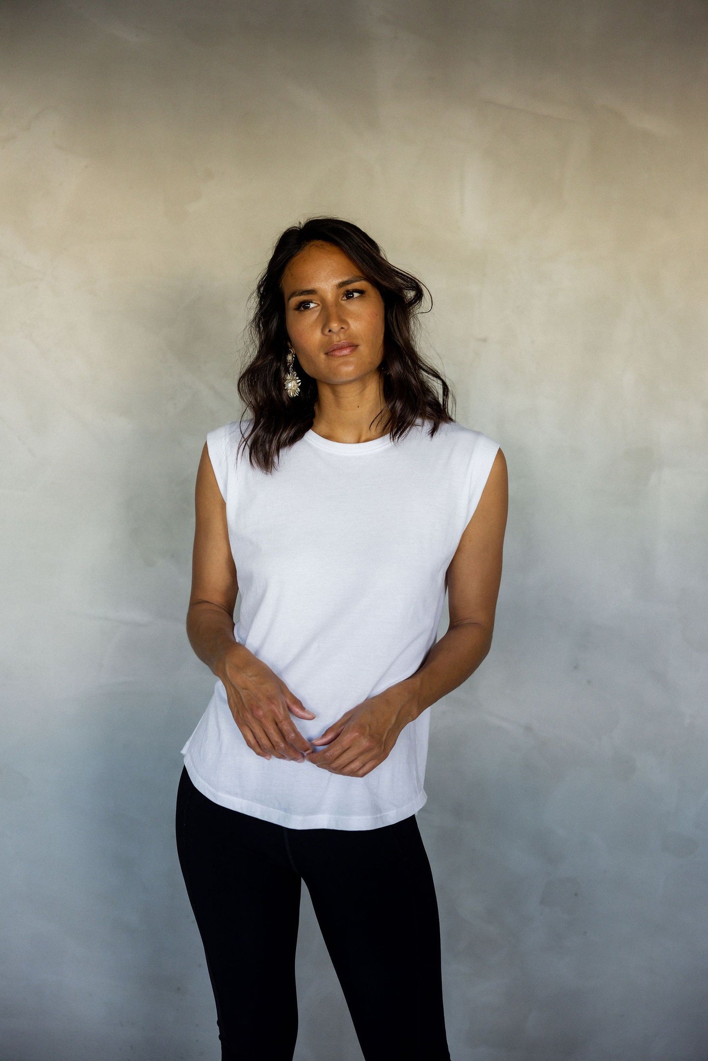 Sorry For Now Pima Cotton Tank Top - White front view