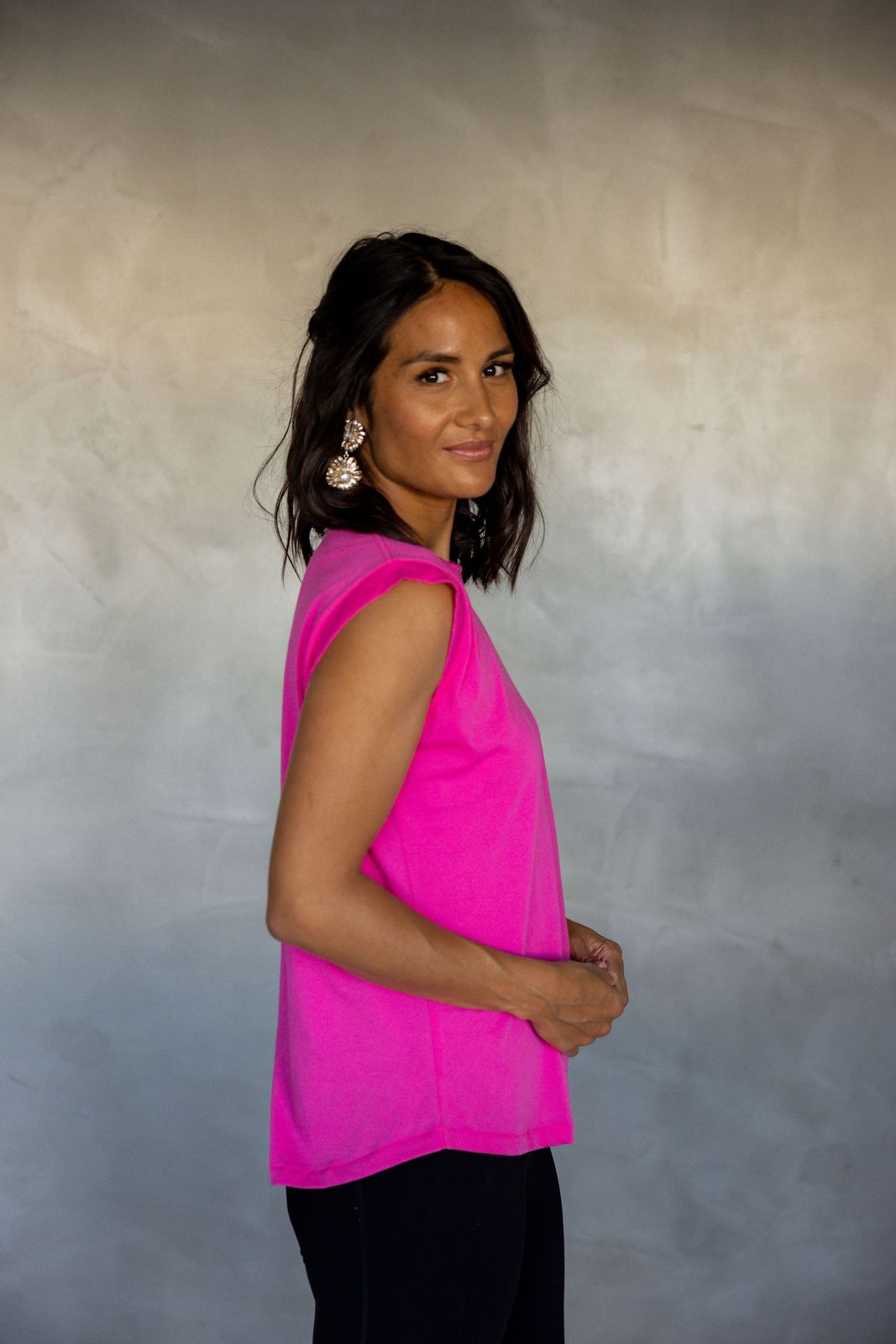 Sorry For Now Pima Cotton Tank Top - Fuchsia Fedora side view