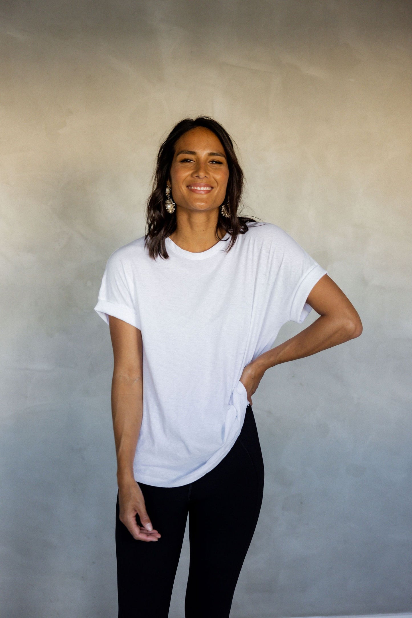 All You Need Cuff Pima Cotton T-shirt - White front view