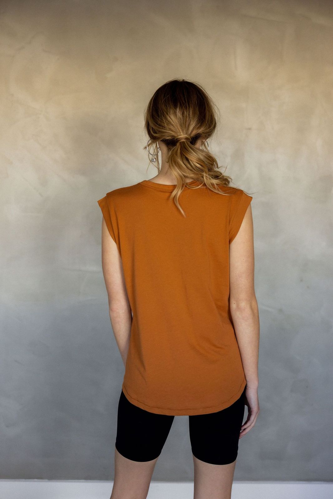Sorry For Now Pima Cotton Tank Top - Adobe back view