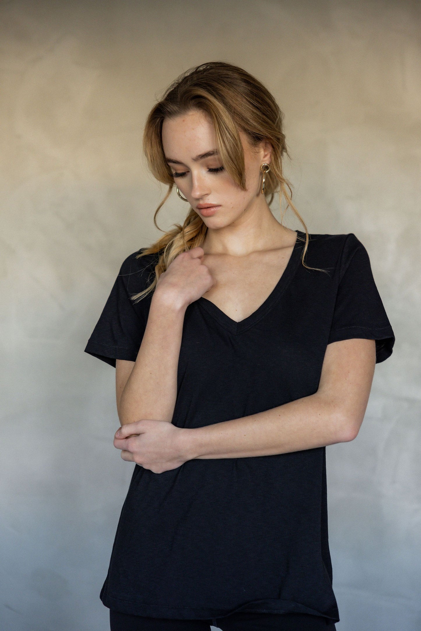 Before We Expire V-Neck Pima Cotton T-Shirt - Black front view